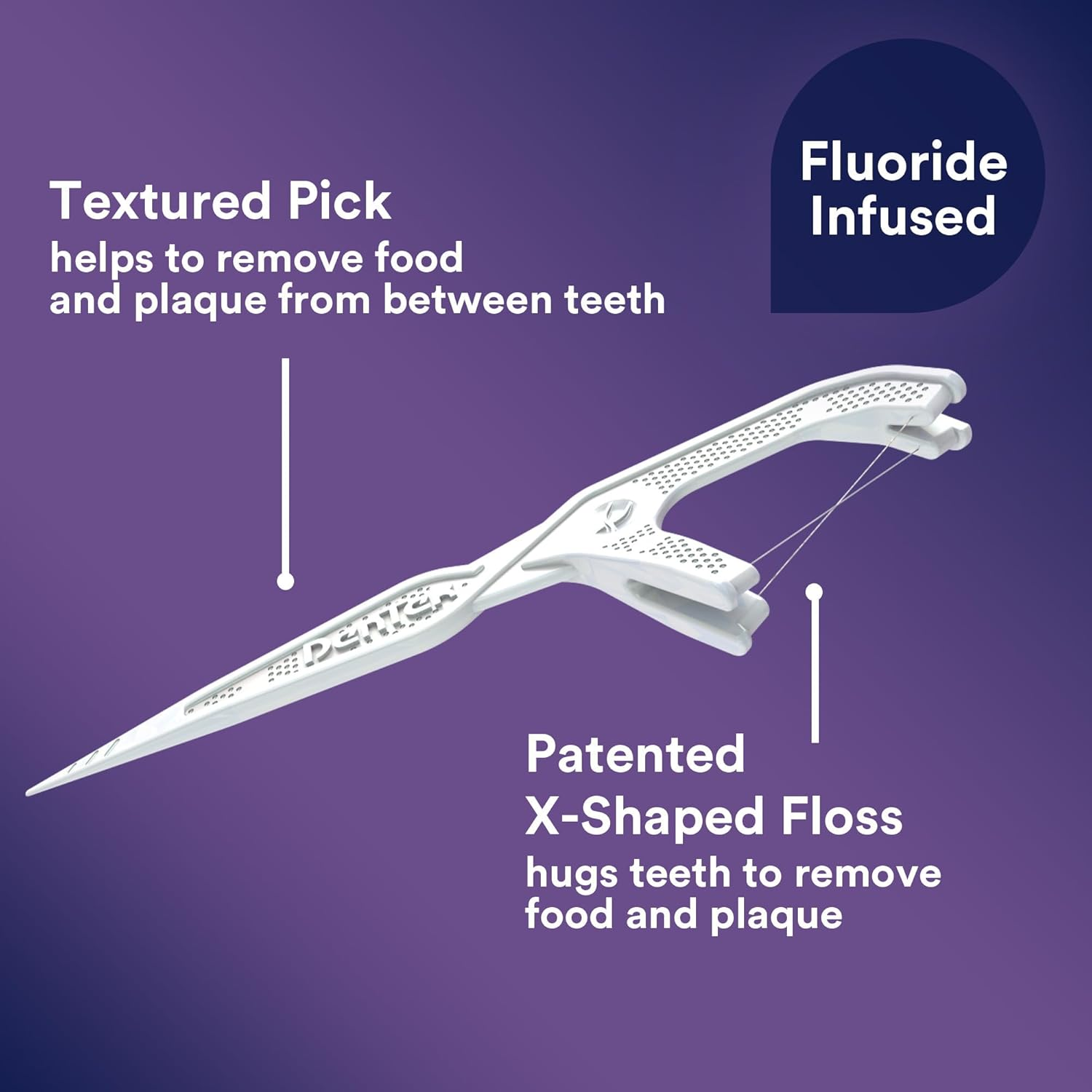 Dentek Cross Flosser Floss Picks, X-Shaped Floss Hugs Teeth, 75 Count