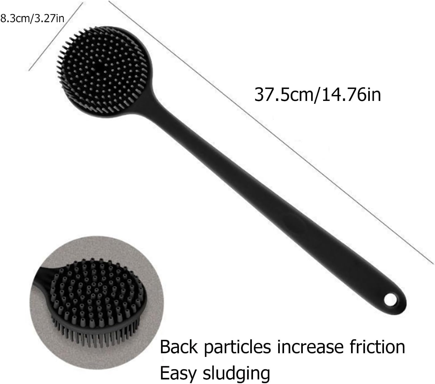 POATOW 4 in 1 Silicone Body Scrubber Shower Brush Set for Men Women Adult,Long Handle Body Brush,Anti-Slip Back Scrubber for Shower,Shower Bath Brush with Hook