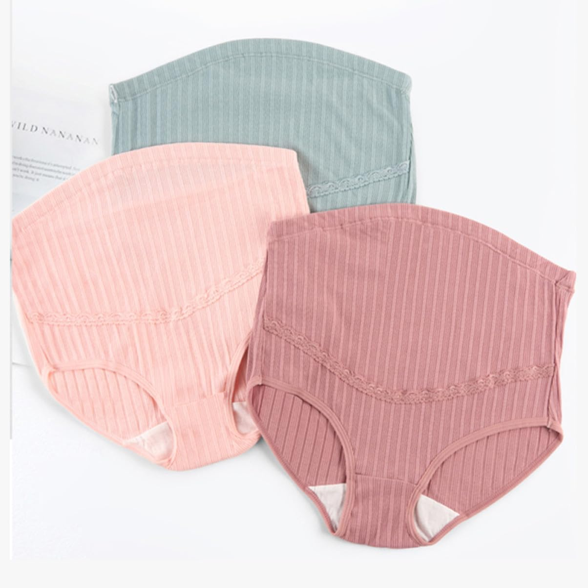 PACKOVE 3Pcs Cotton High Waist Maternity Panties for Pregnant Women Splice Stomach Lift Design Comfortable Cotton Maternity Underwear for Daily Wear