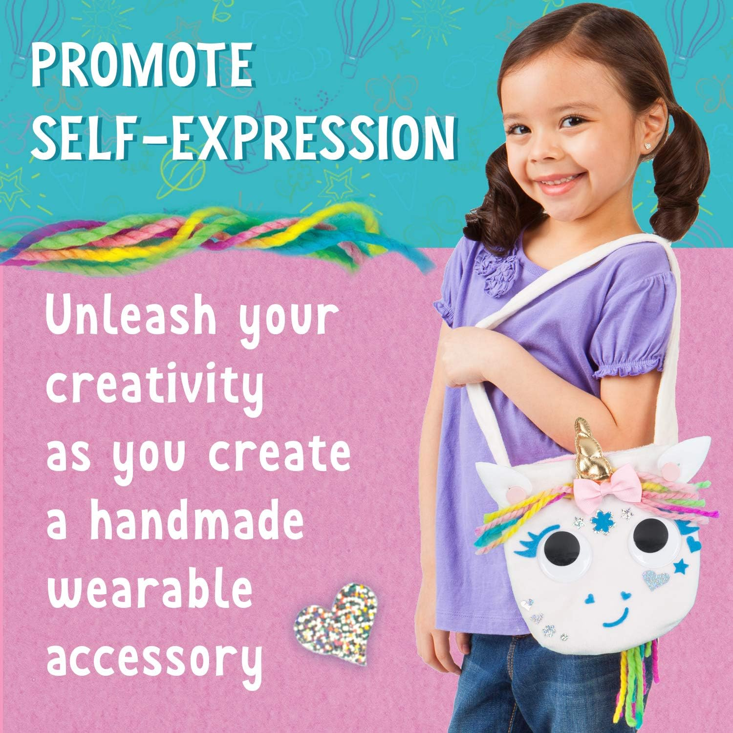 Creativity for Kids Unicorn Purse - Create a No Sew Fabric Unicorn Bag - Crafts - Boosts Fine Motor Skills for Preschoolers, White image number 1
