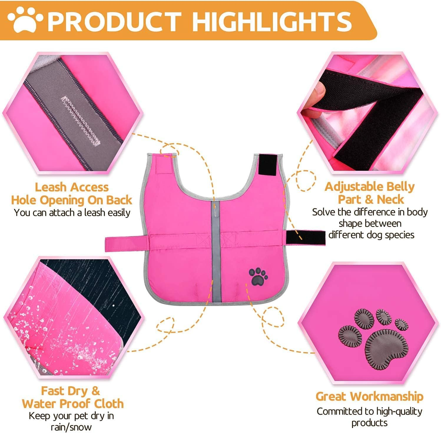 Cold Weather Dog Coats Loft Reversible Winter Fleece Dog Vest Waterproof Pet Jacket Available in Extra Small, Small, Medium, Large Extra Large Sizes image number 6