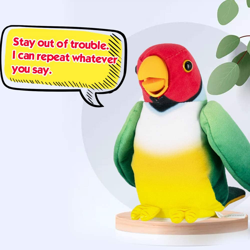 Weofferwhatyouwant Talking Parrot Stuffed Animal - Interactive Voice Repeating Plush Toy with Moving Mouth & Wings - Playtime and Family Fun for Kids and Adults image number 4