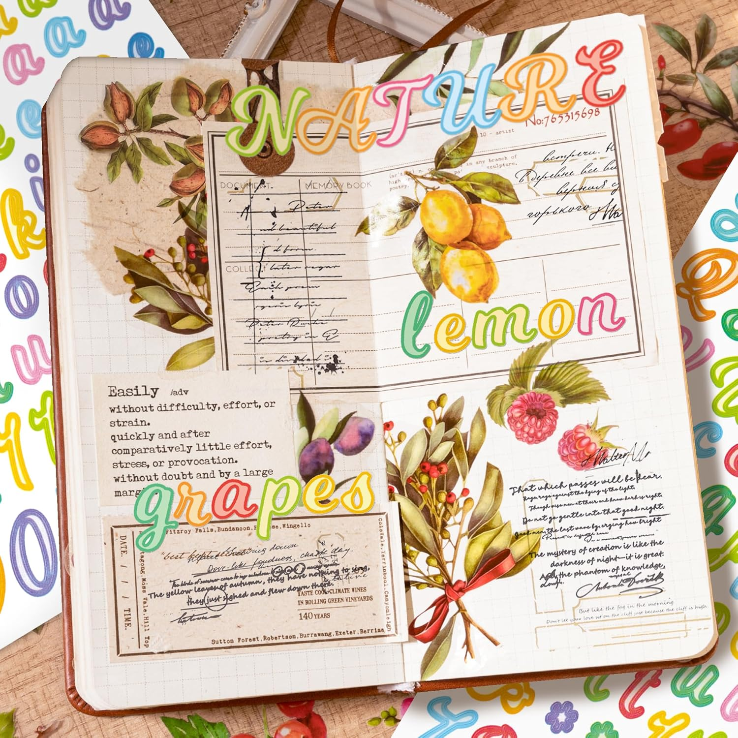 25 Sheets 0.5 Inch Small Letter Alphabet Sticker Sticky Number Symbol Multi-Colored Self Adhesive Waterproof Vinyl for Scrapbooking Journaling Card Making Collaging Planner Arts & Crafts (Libra) image number 1