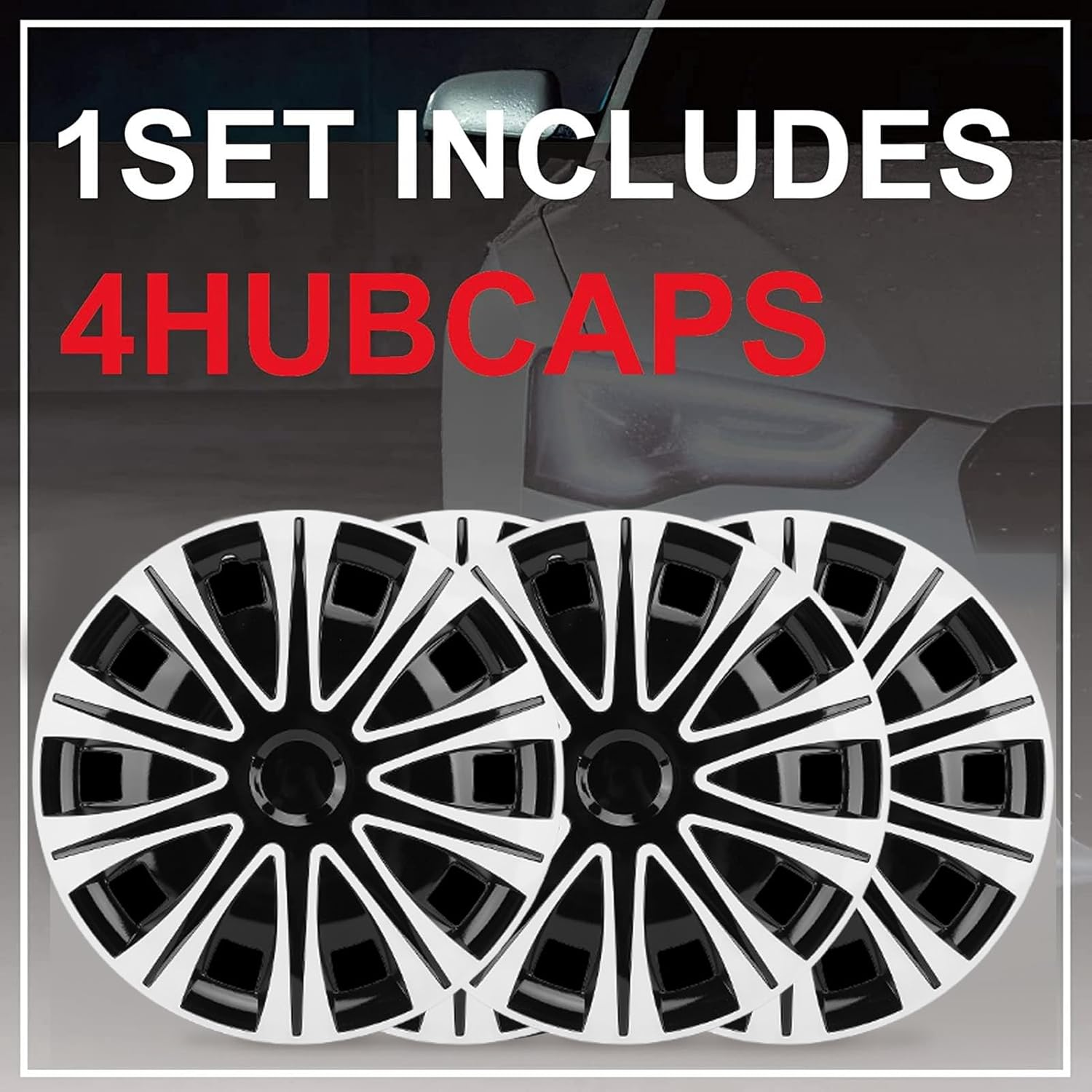 Jiawu 17 Inch Hubcaps Set of 4, Universal Replacement Wheel Cover for R17 Steel Rim, ABS Wheel Rim Cover, Snap on Installation, Automotive Wheel Tire Covers Accessories image number 3