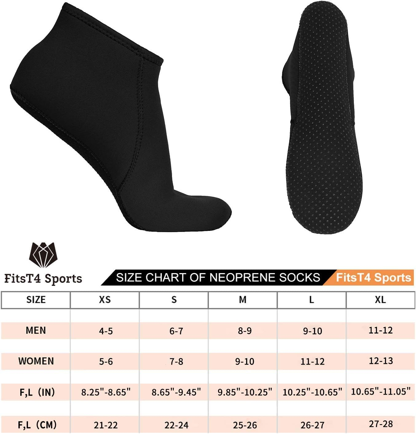 Fitst4 Sports Neoprene Water Socks 3Mm Snorkel Fin Anti-Slip Sock Swim Men Women Dive Wetsuit Booties image number 2