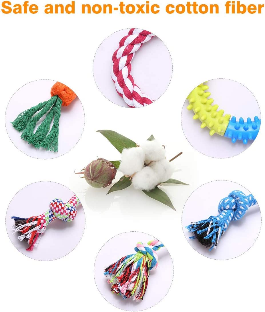 Dog Rope Toys 10 Pack, Pet Dog Chew Toys for Aggressive Chewers, Puppy Teething Chew Toys Interactive Dog Rope Toys Tug Toy for Small & Large Dogs,Dog Plush Toys for Puppies Breed Teething Training image number 2