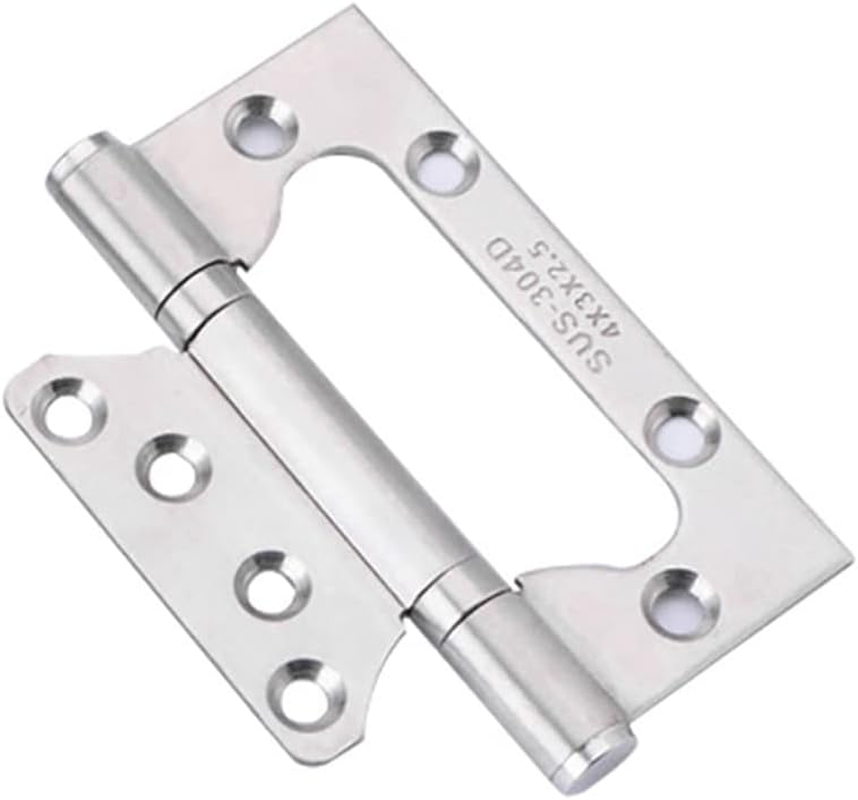 Stainless Steel Flush Hinges, 2 Pcs Small Flush Doors Hinges with Screws, Smooth and Silent Movement, Ideal for Bedroom Wardrobe, Kitchen Cabinets, Internal Doors