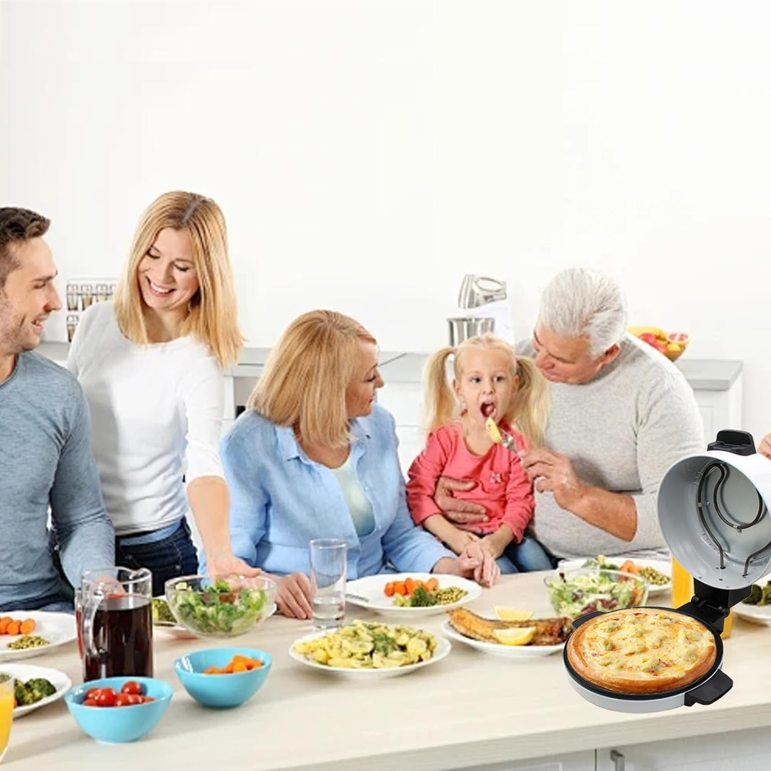 Electric Pizza Maker Countertop Pizza Oven 12 Inch Arabic Bread Maker Machine for Home, 2000W Portable Hot Stone Pizza Cooker Non-Stick Heating Plate Fit for Steak, Pancake, Nachos, Fajitas, Omelettes image number 4