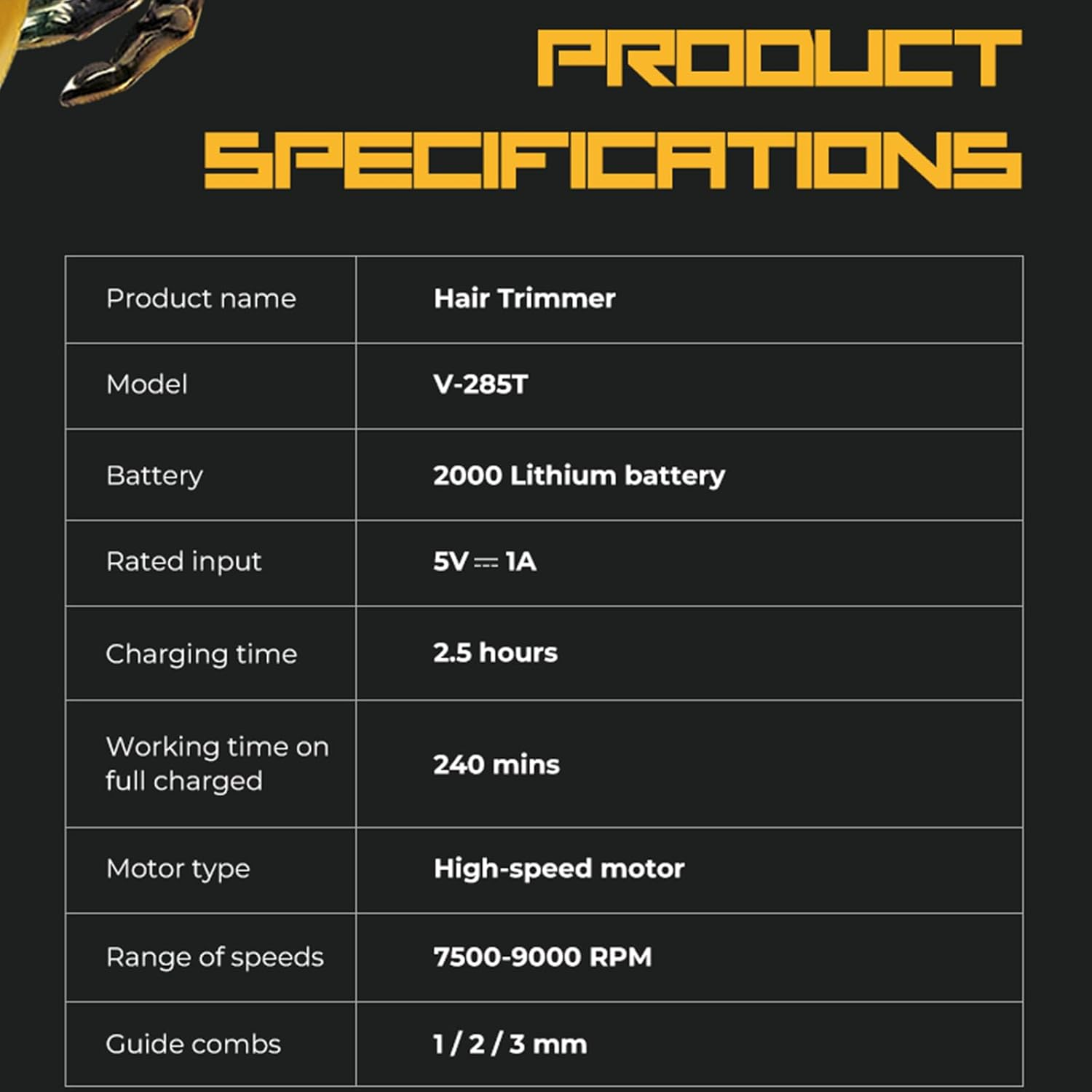 VGR 285T Small Hair Trimmer for Men, 9000RPM Professional Beard Trimmer for Men, Zero Gapped Ceramic & DLC T Blade Clippers for Hair Cutting, Cordless Hair Clippers Barber Kit with LED Display