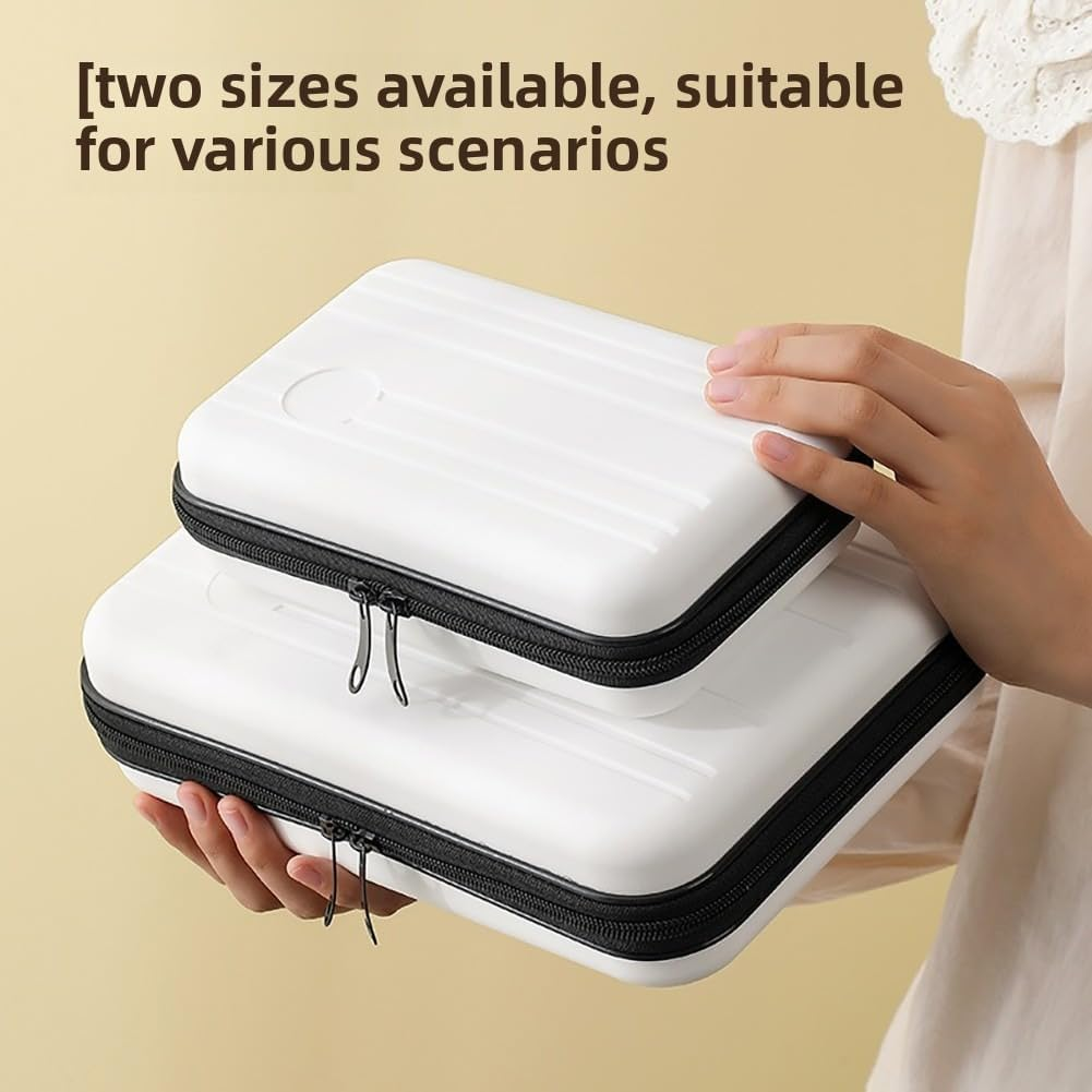 Jikfete Hard Shell Portable Cosmetic Toiletry Bag, Large Capacity Light Waterproof Beauty Makeup Travel Protective Storage Case Box, Large White, Fashion