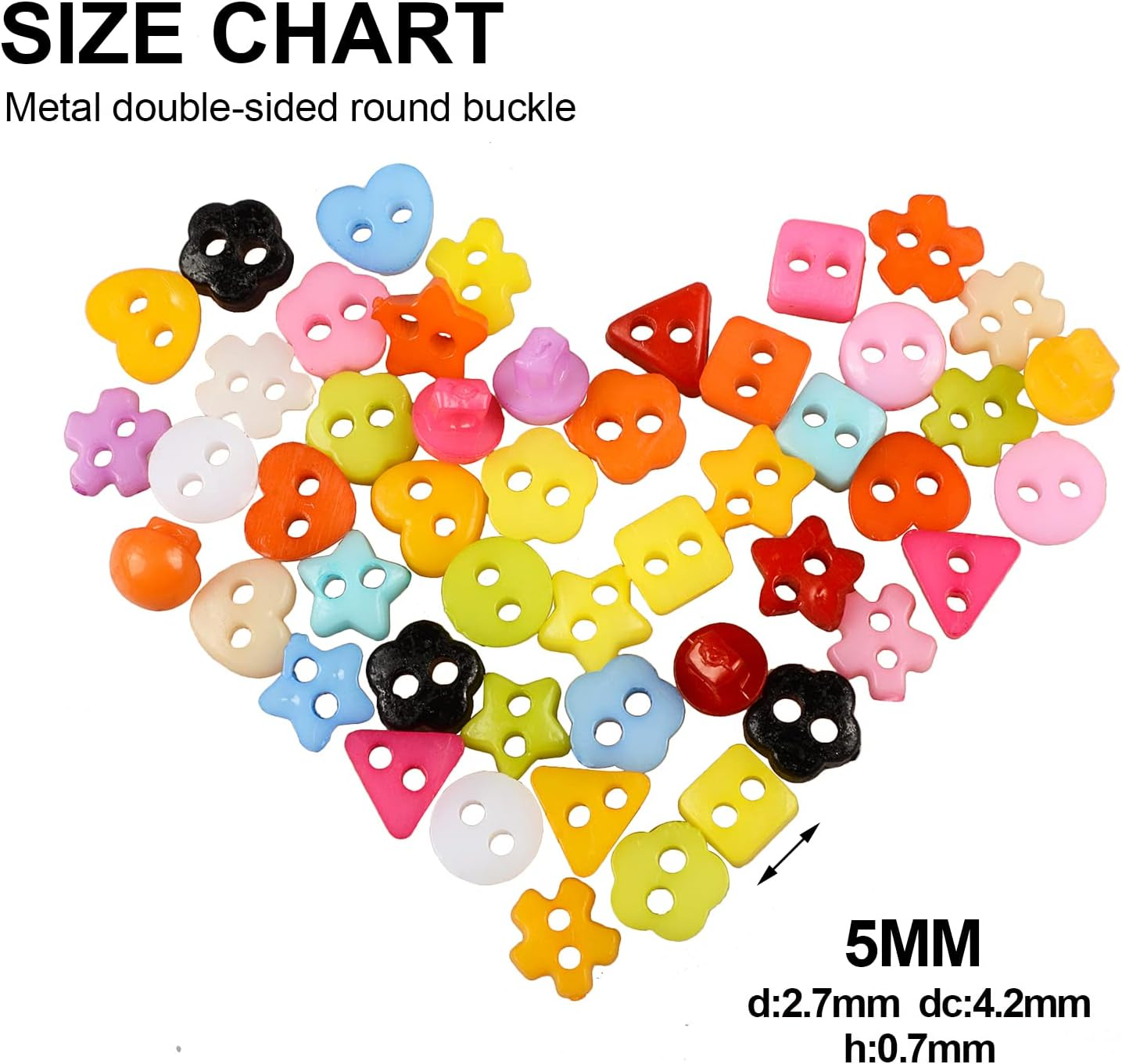 OELFFOW 100Pcs Colorful Mini Handmade Buttons for DIY (Star, Flower, Mushroom, Triangle, Square, Circle) image number 1