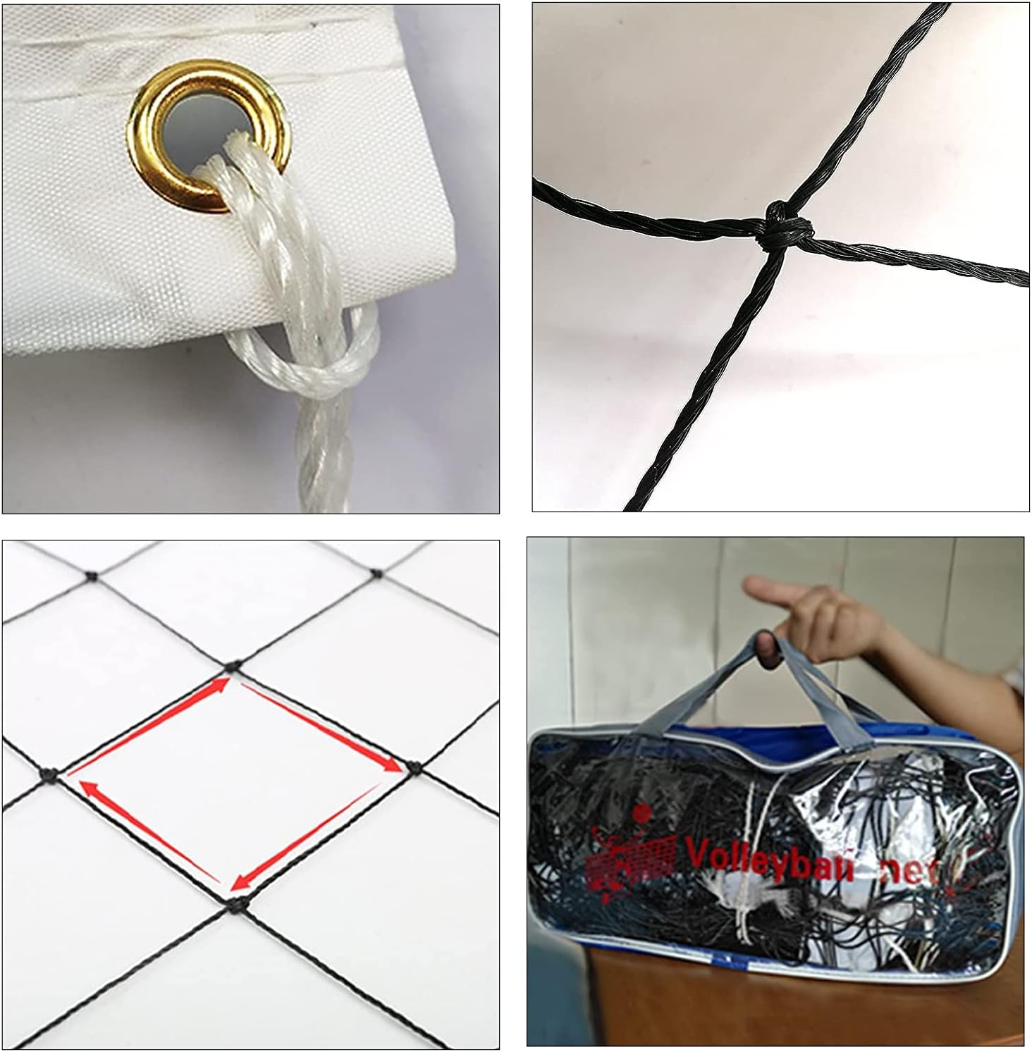 Tournament Volleyball Net 9.5M X 1M Outdoor with Tear-Resistant Border Aircraft Steel Cable for Backyard Schoolyard Beach, Badminton Pro Volleyball Net image number 2