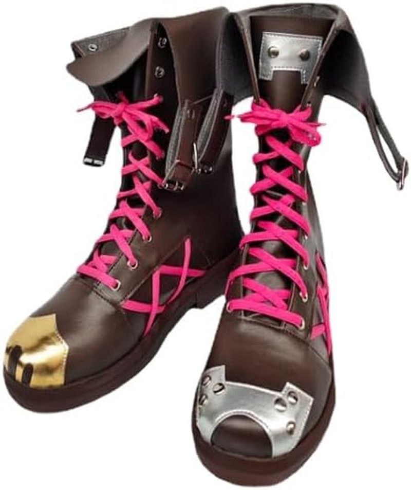 COSGOGO Anime Cosplay Shoes for Arcane Jinx Short Boots Woman Halloween Shoes image number 2