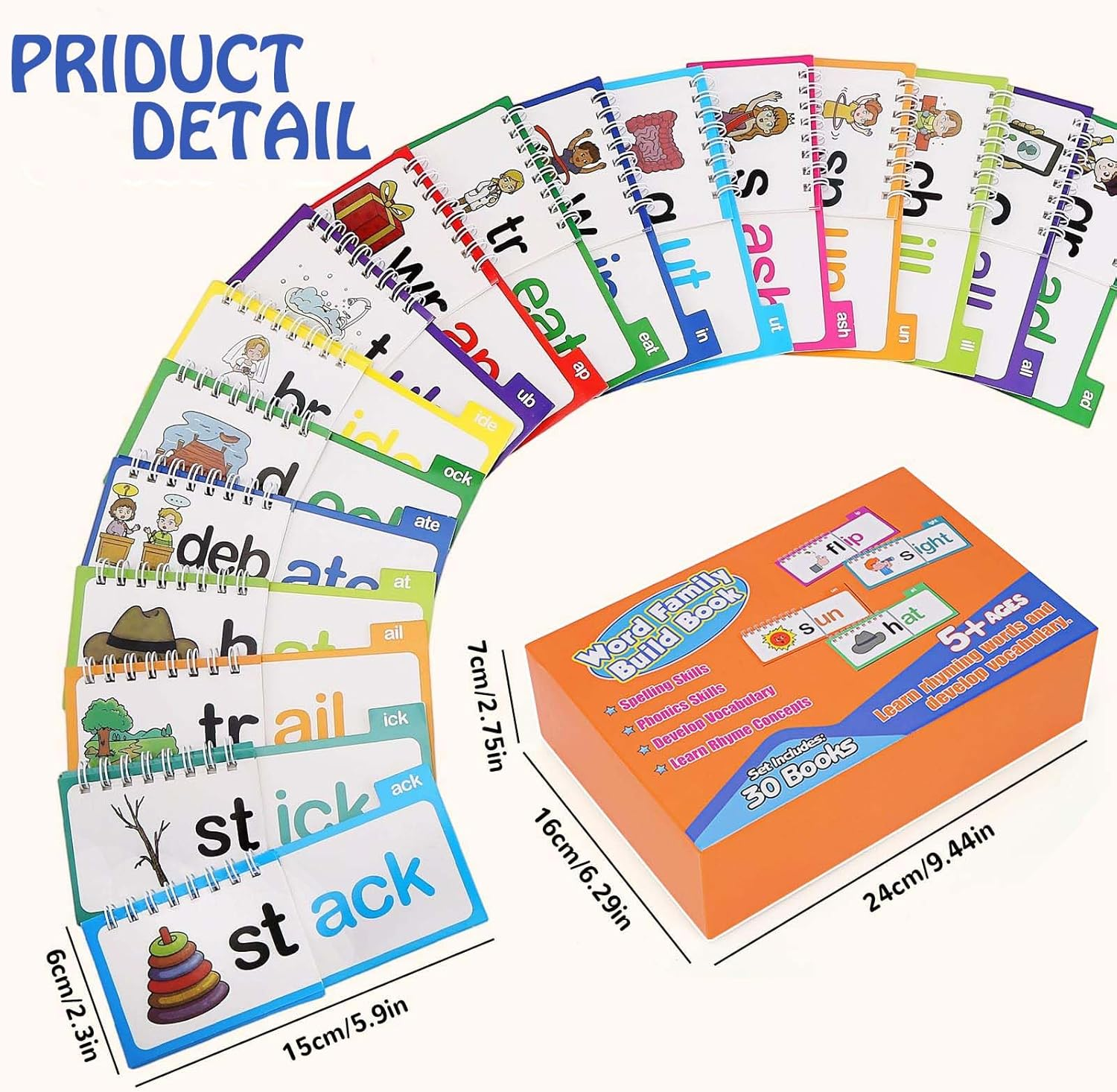 Lizihaowu 30 Read and Rhyme Flip Books, Word Family Build Book, Kindergarten Sight Word Flash Cards, Reading Flip Book Set for Kids image number 2