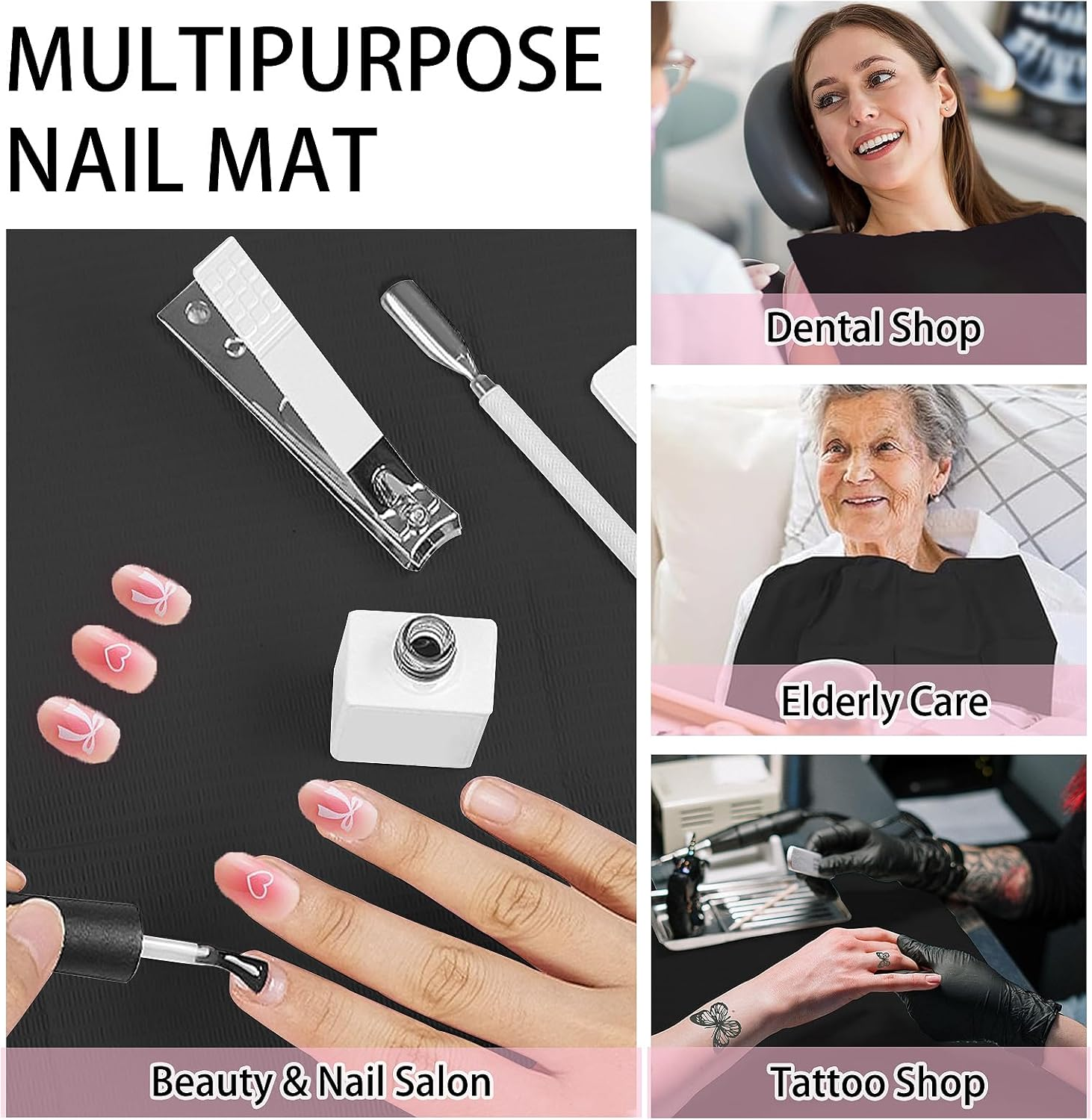 50PCS Disposable Nail Art Table Towels Mat 13" X 17" Pads for Nail Decoration Kit,Nail Art Accessories(Black) image number 4