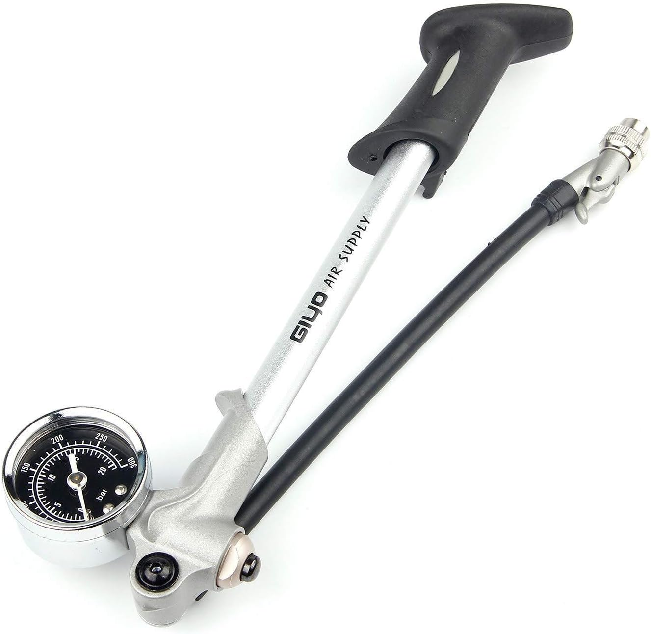 GIYO High Pressure Shock Pump, (300 PSI Max) Fork & Rear Suspension, Lever Lock on Nozzle No Air Loss
