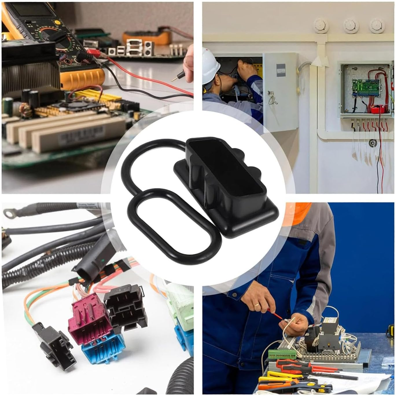 Battery Dust Cover, 4 Pcs 50AMP Battery Dust Cover Anderson Plug Cover Connector Dust Cover Dustproof Waterproof Plug Cover Connector Cover Rubber Cover Plug Connector Protective End Cap image number 4