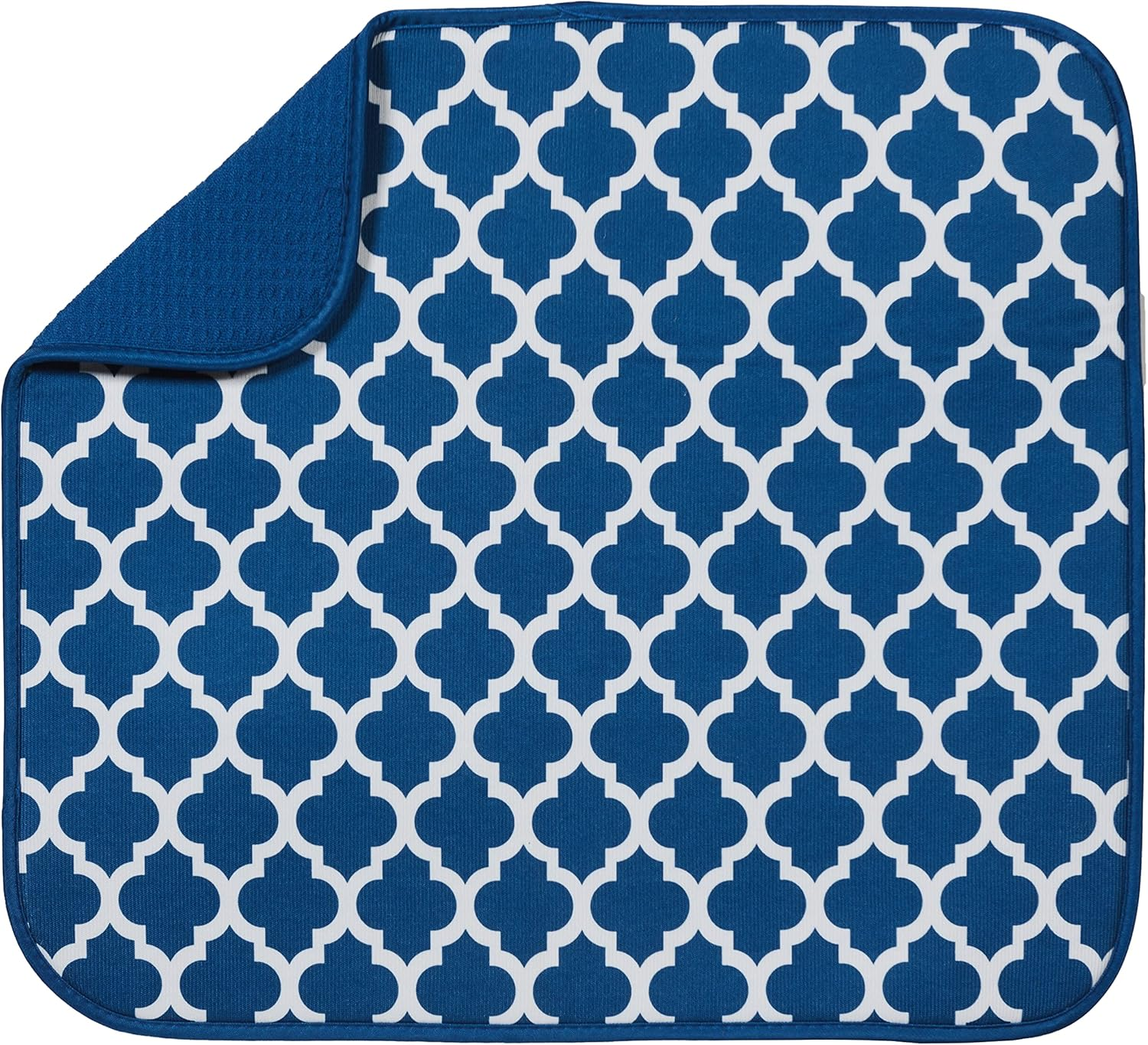 S&T Microfiber Dish Drying Mat 16" X 18" Blue Trellis image number 2