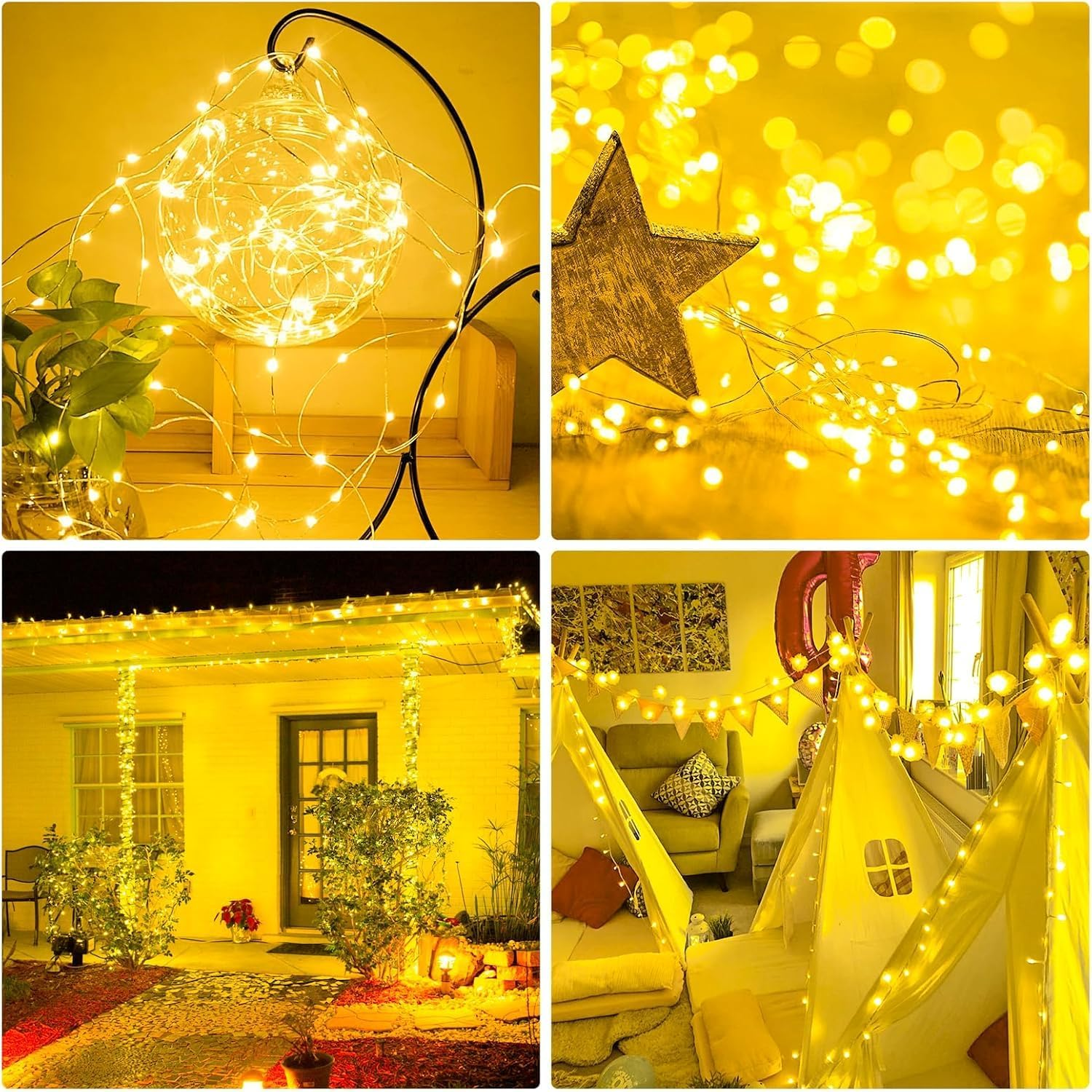 10M 100LED USB Fairy Lights Plug in with Remote, Twinkle String Light with Remote and Timer, Waterproof 8 Modes Starry Lights for Indoor Wreath DIY Party Wedding Christmas Decoration, Warm White - Usb Fairy Lights With Remote image number 6