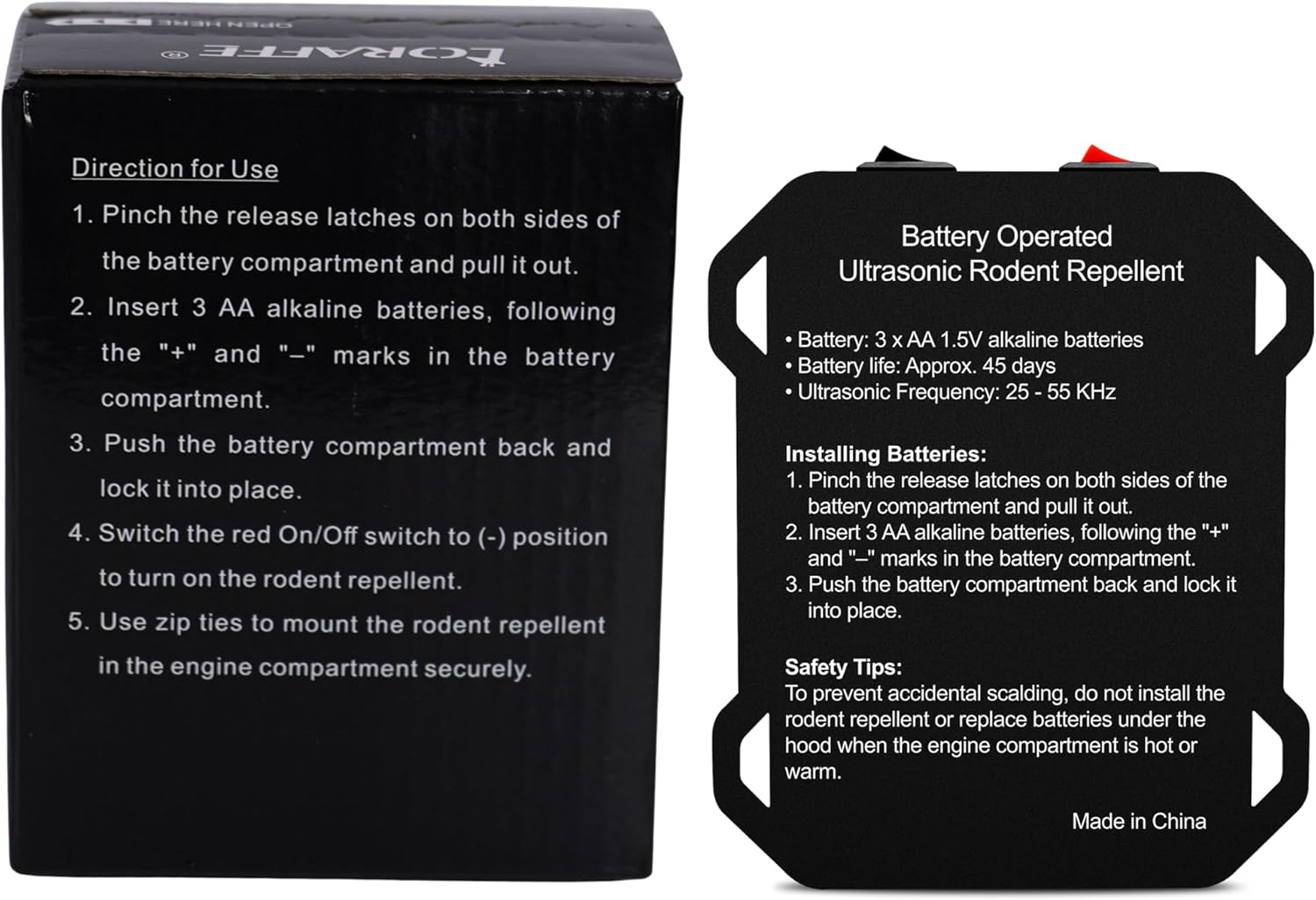 Loraffe Rodent Repellent Ultrasonic under Hood Animal Repeller Battery Powered Rodent Strobe Light Keep Rat Mice Away from Car Engine Truck Garage Attic Basement Warehouse Barn Shed Vehicle Protection image number 1