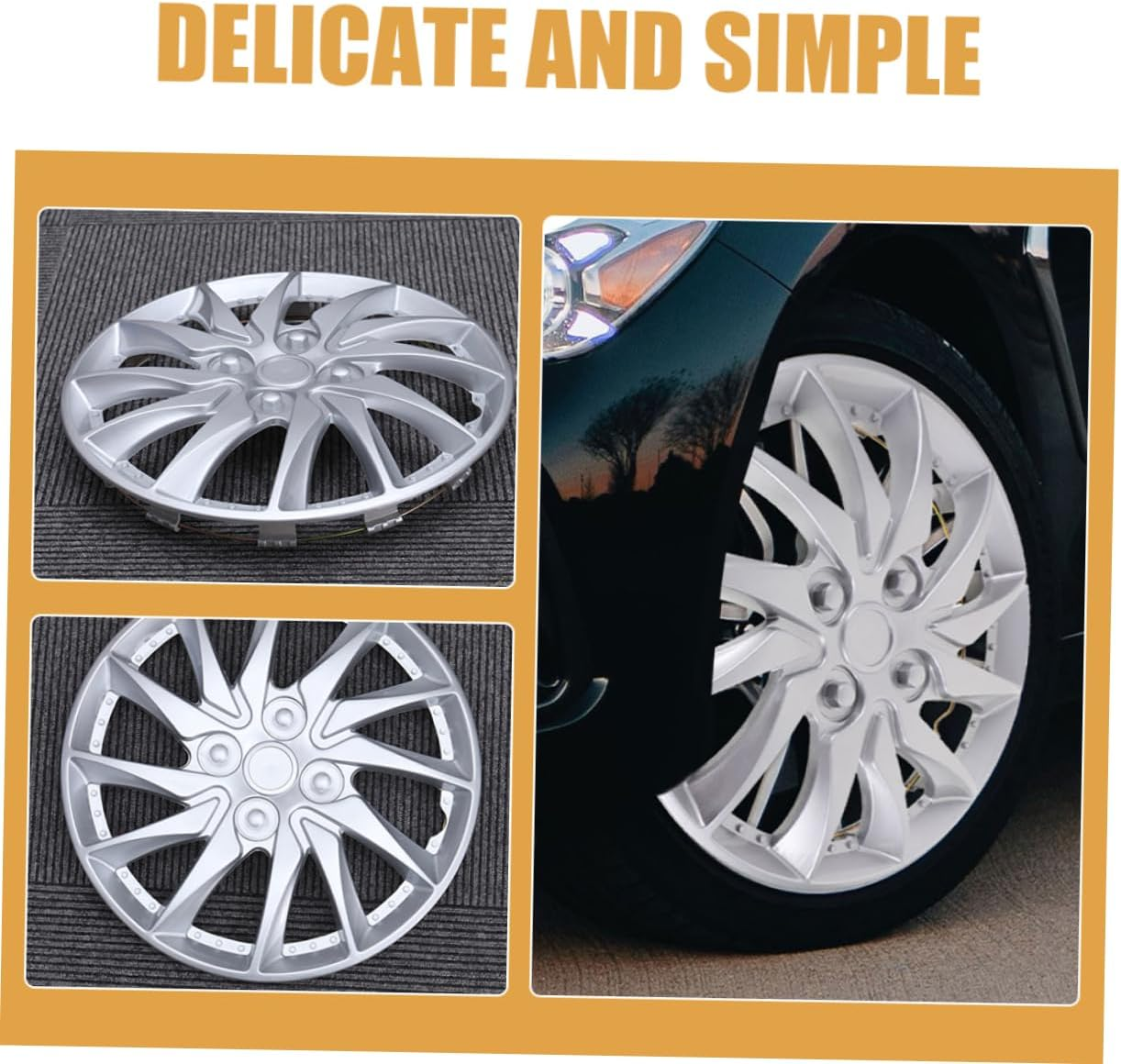 LOORGVEL 14 Inch Decorative Hubcaps Wheel Hub Caps for Car Automotive Grade Sturdy Cover Set Protection Rim Aesthetic Enhancement Easy Installation image number 2