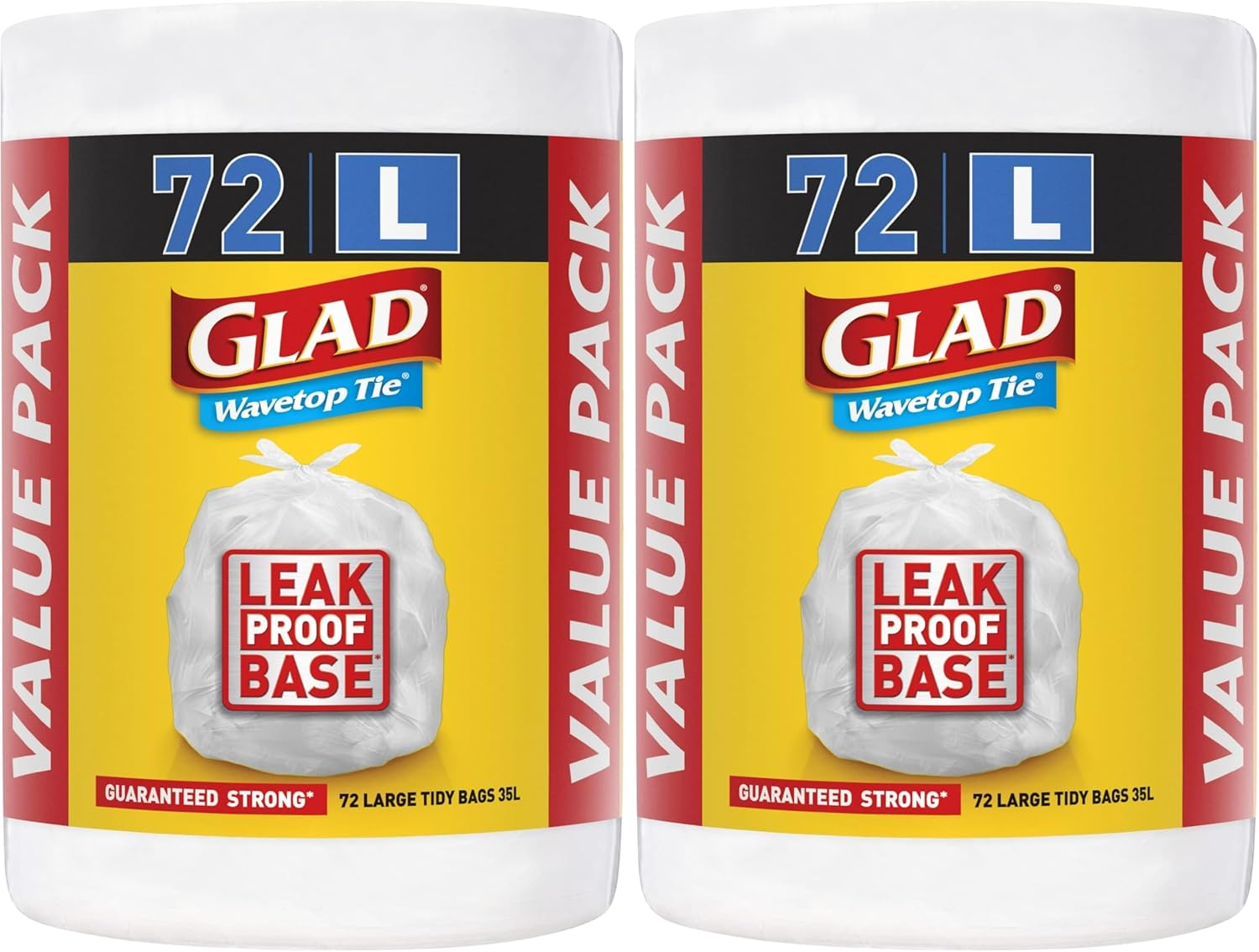 Glad Wavetop Tie Kitchen Tidy Bags, 72 Large Garbage Bags, Large Size Fits 35L Bin, 72 Count image number 2