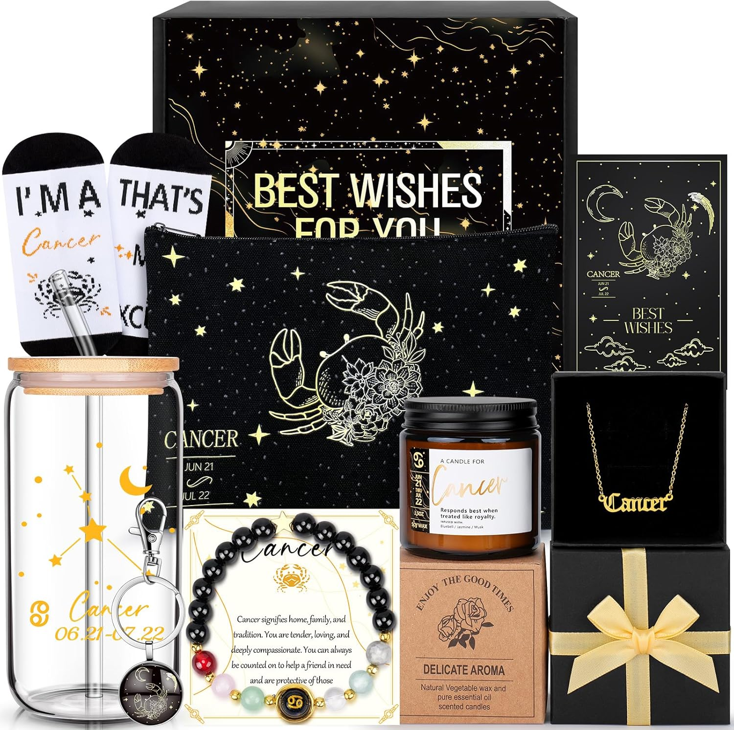 12PCS Cancer Zodiac Birthday Gifts for Women-Cancer Zodiac Gifts for Women, Mom, Wife, Self Care Package,Get Well Soon, Mother'S Day Baskets Birthday Astrological Baskets image number 6