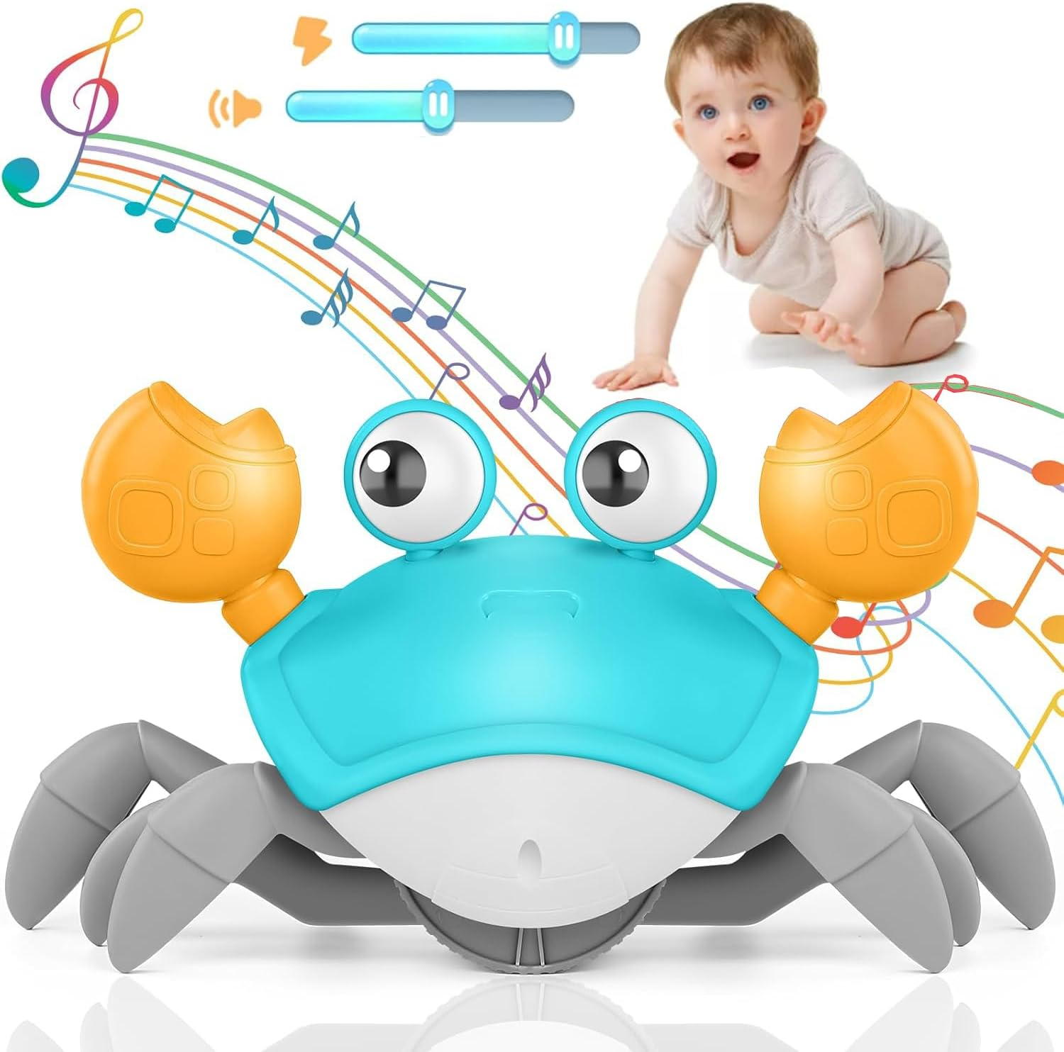 Crawling Crab Toy 2.0-2024 Baby Boy Tummy Time Walking Activity Crawly Crabby Sound&Speed Control Mute Rechargeable Infant Birthday Gift Easter Basket Stuffers image number 3