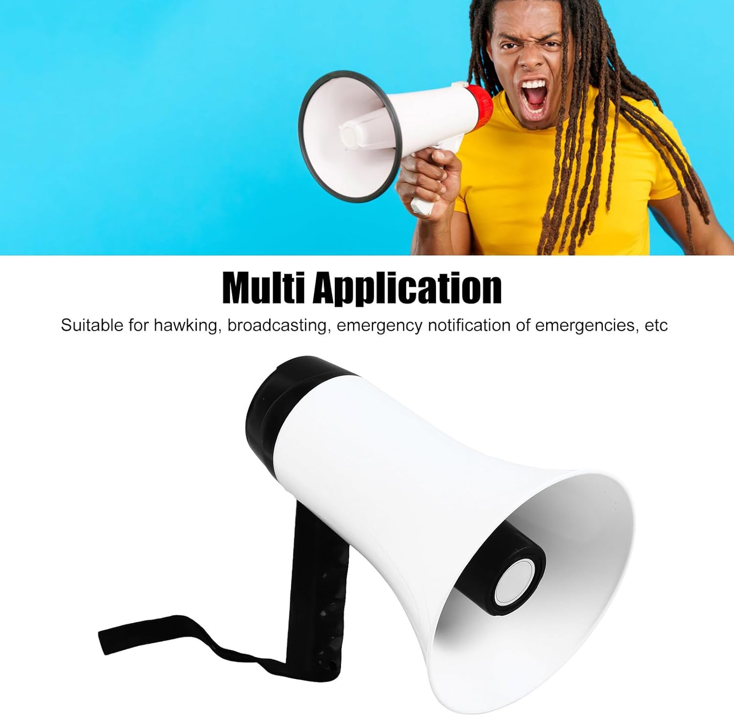Portable Megaphone Speaker PA Bullhorn, Rechargeable Support 300 Seconds Recording Megaphone for Any Outdoor Sports, Cheerleading Fans image number 2