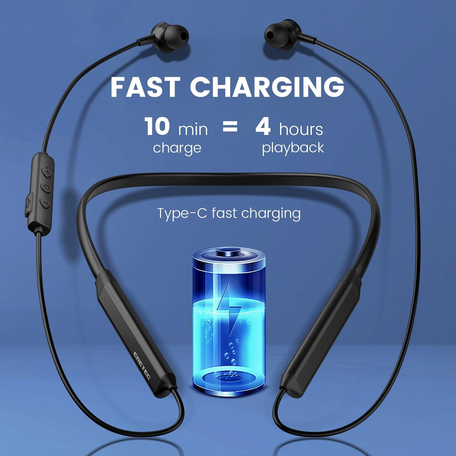 MORMOQUE G5 Neckband Bluetooth Headphones,With Microphone Wireless Earphone,Hifi Deep Bass Earbuds,Magnetic Metal Headset,Ipx5 Sweatproof 36Hrs Playtime for Sports Music Phone Call image number 4