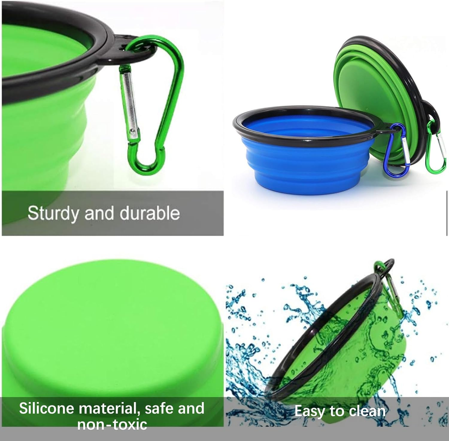 Foldable Dog Bowl, 2 Piece Dog Bowl with Lid, Foldable Dog Bowl for on the Go, 350 Ml Foldable Dog Bowls, Foldable Travel Bowls, Portable Silicone Feeding Bowl, Dog Bowl image number 1