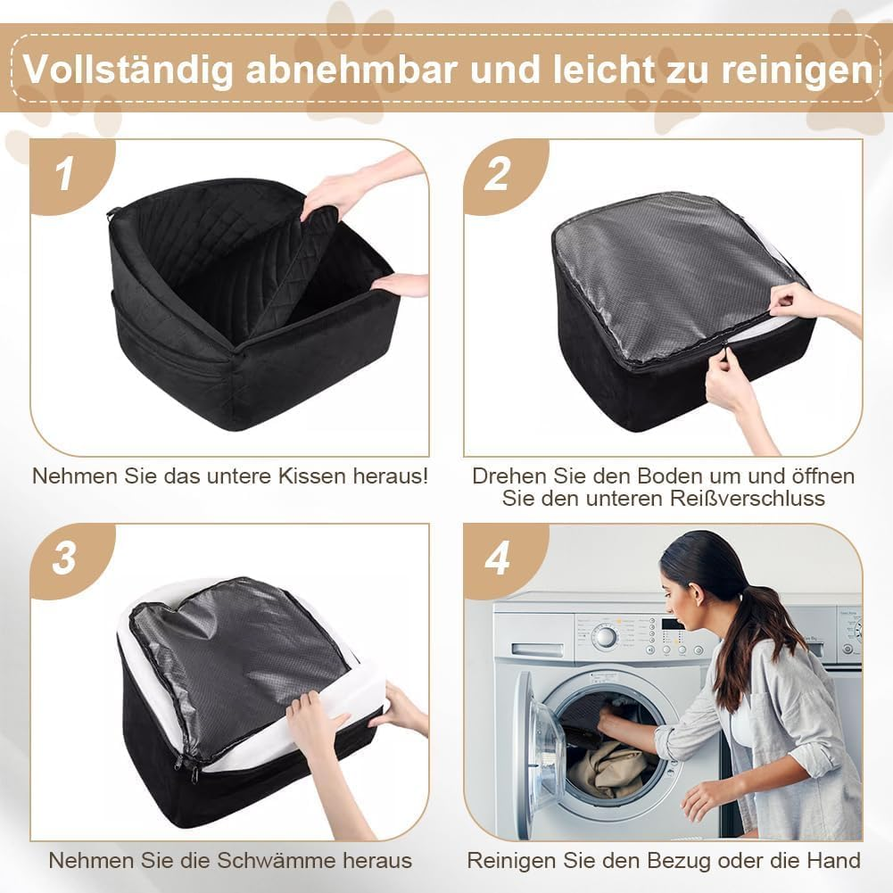 Dog Car Seat for Small and Medium Dogs,Car Seat for Dogs Removable and Washable Dog Booster Seat under 30Lbs, Pet Car Seat Travel Bed with Storage Bag and Dog Safety Belt (Black)