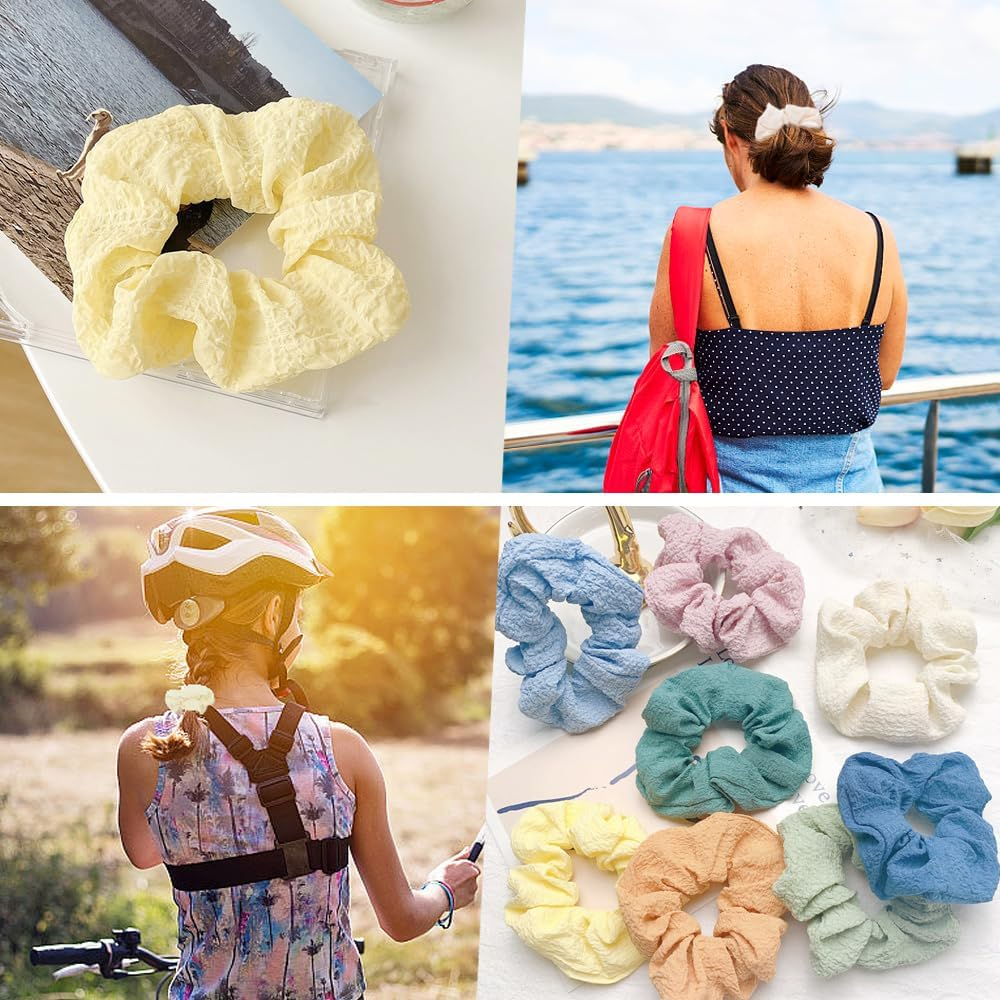 TRKETK 16 Pcs Colorful Hair Scrunchies for Women, Elastic Ponytail Holders Pastel Prevention Scrunchies for Women Solid Color Hair Bands Accessories for Sports, Daily Use, Ladies, Girls and Kids image number 2