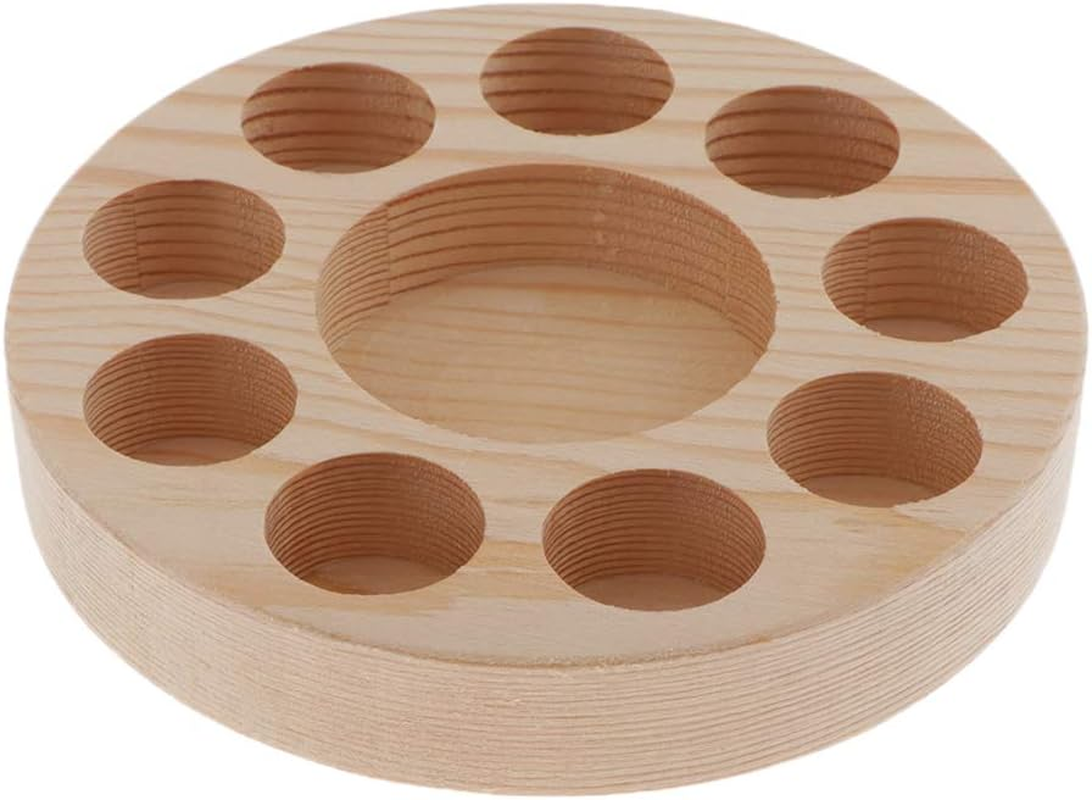Segolike 10 Slots Pine Wood Essential Oil Bottles Holder Wooden Storage Display Stand, image number 1
