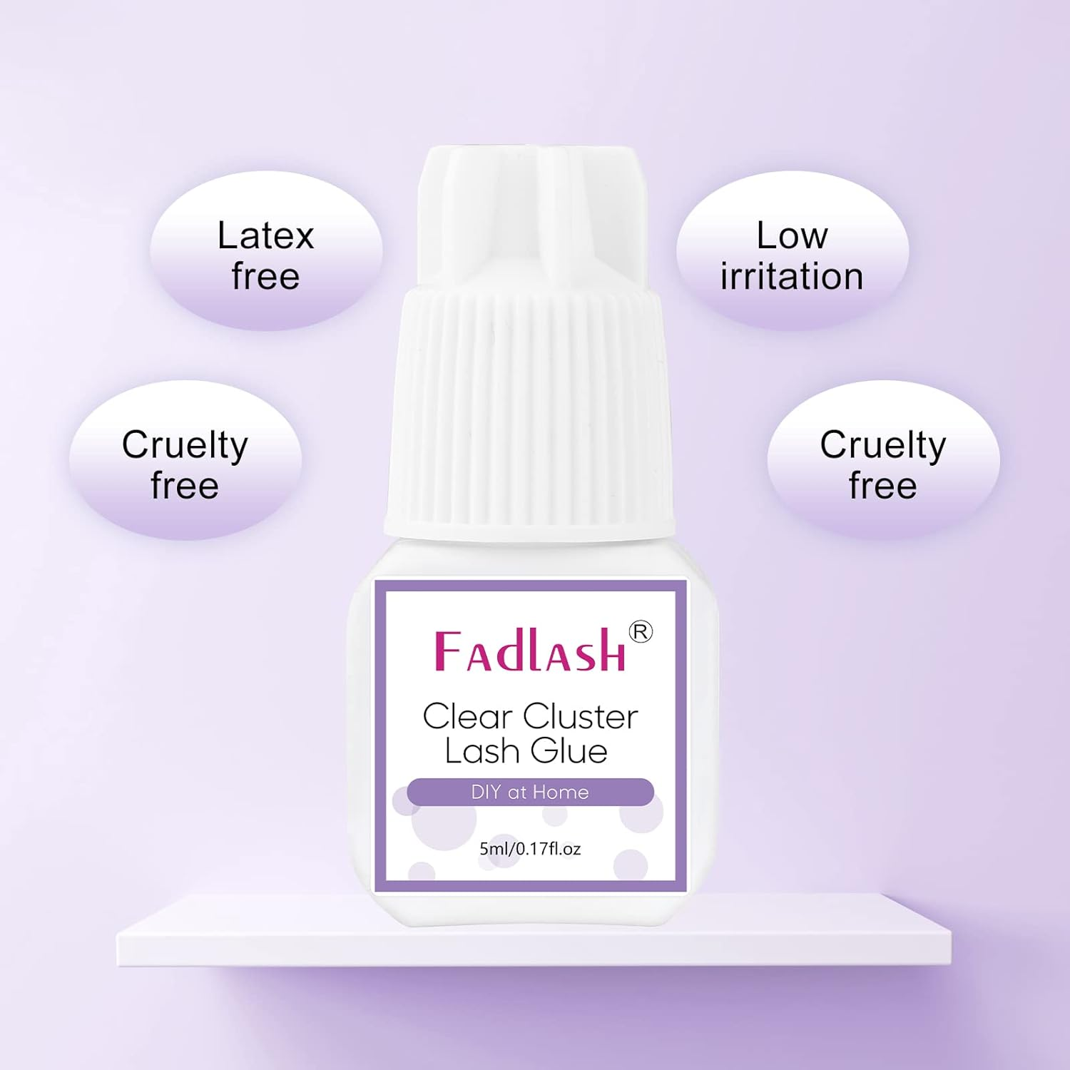 Cluster Lash Glue Clear Individual Lash Glue 7-15 Days Retention 2-3S Dry Time for DIY Lash Extension 5Ml