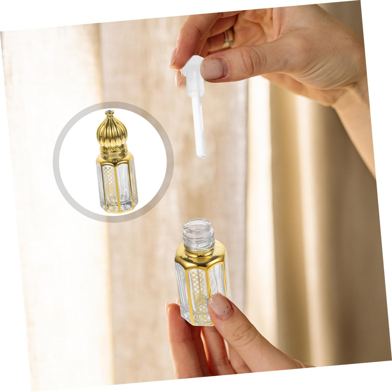 Yardenfun Refillable Essential Oil Bottle 6Ml Glass Roll on Perfume Bottle Elegant Roller Design Portable for Female Birthday image number 5