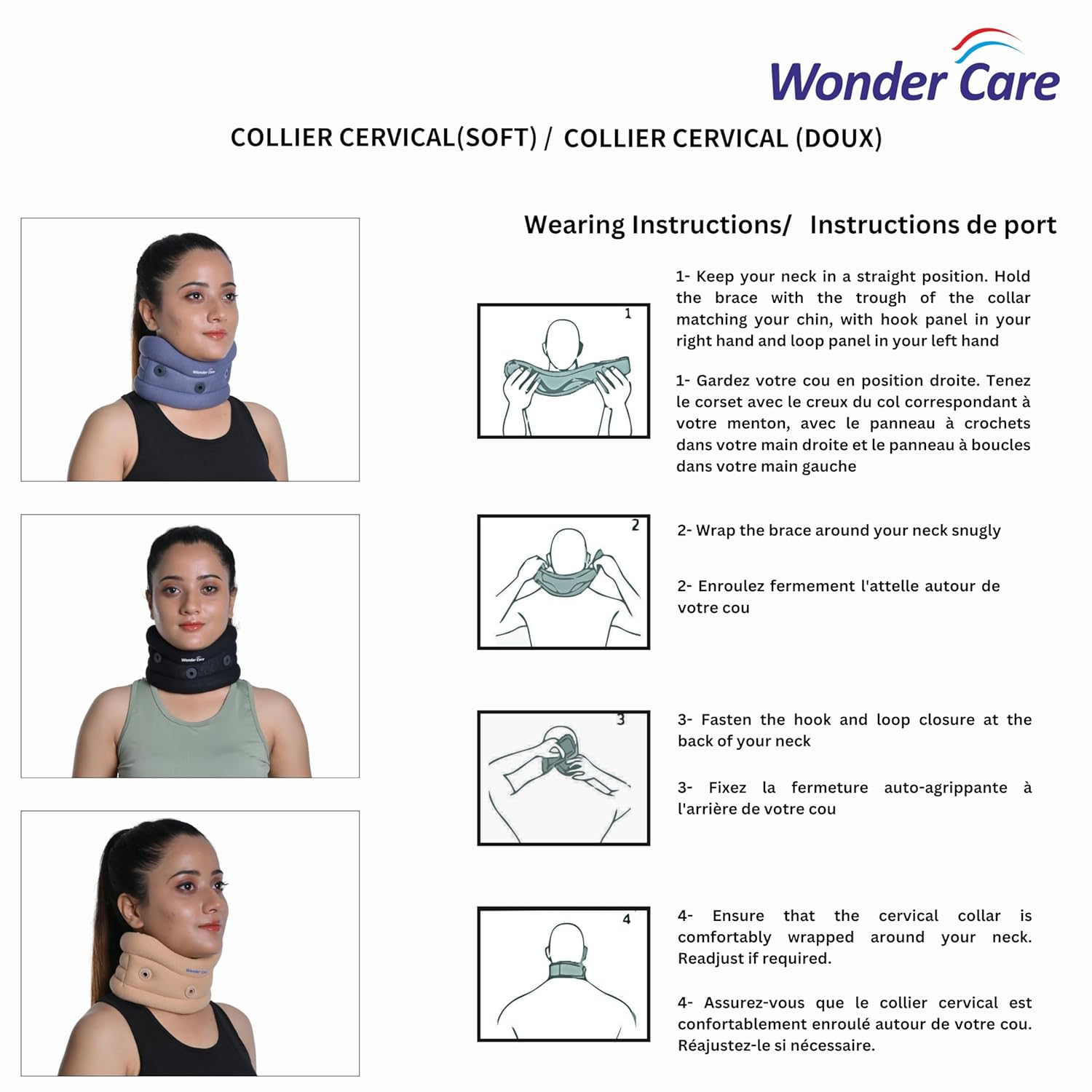Wonder Care Cervical Collar for Neck Pain Soft Neck Support Brace for Spondylitis Neck Pain Relief for Men & Women Grey (Small: 3"-3.5") image number 5