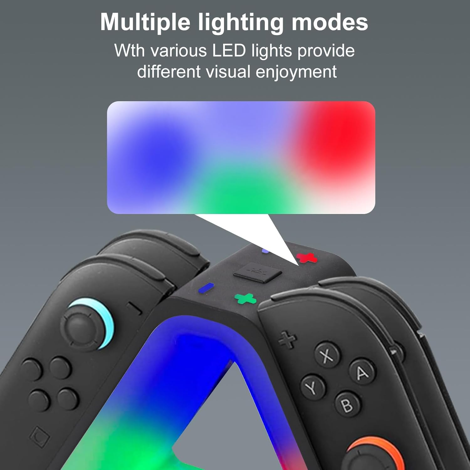 BTFO Charging Dock for Switch 2 Joy-Con, 4-In-1 Fast Charger Magnetic Docking Station with 7 RGB Lighting for Switch 2 Controllers NS2 Accessories image number 2