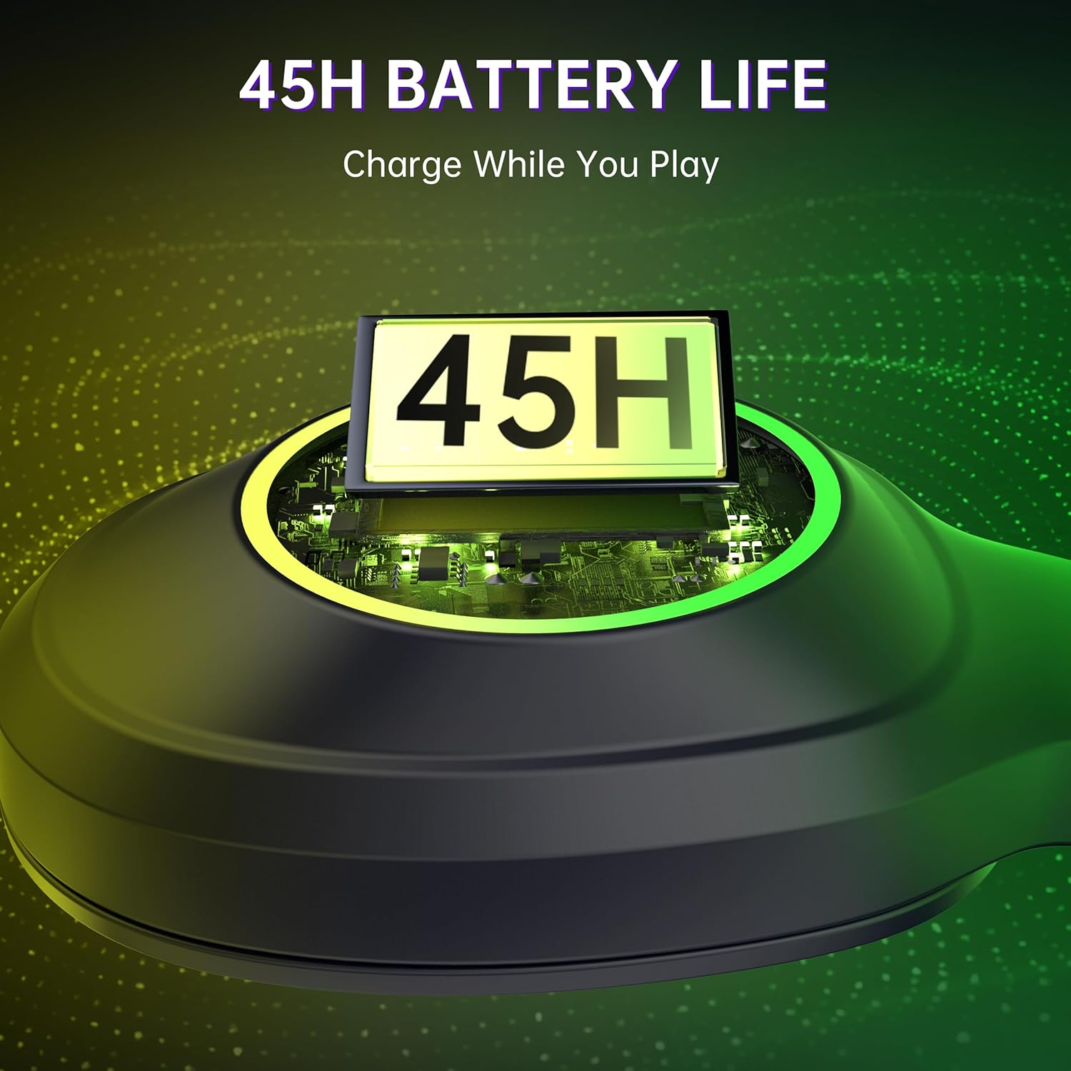 AOC Wireless Gaming Headphones with Bluetooth 5.4 & USB-C for PS5/4, Nintendo Switch, PC, Laptop, 2.4Ghz Gaming Headset with Mic, 20Ms Latency, 45H Playtime, 7.1 Virtual Surround- Glossy Black image number 3