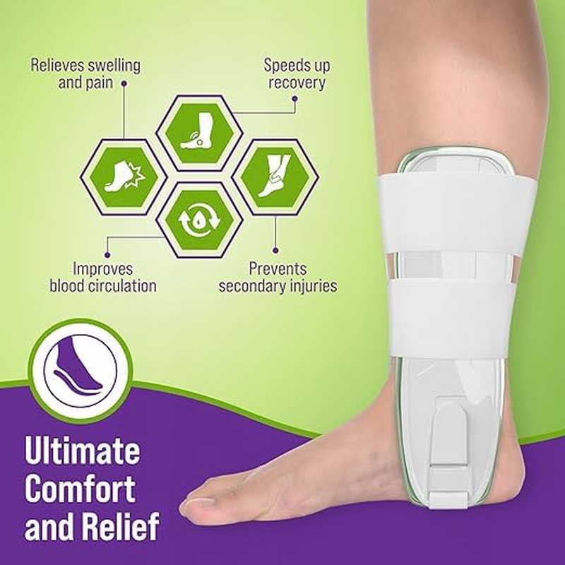 Premium Air Stirrup Ankle Brace Stabilizer with Air & Gel Cold Therapy - One Size Fits All
