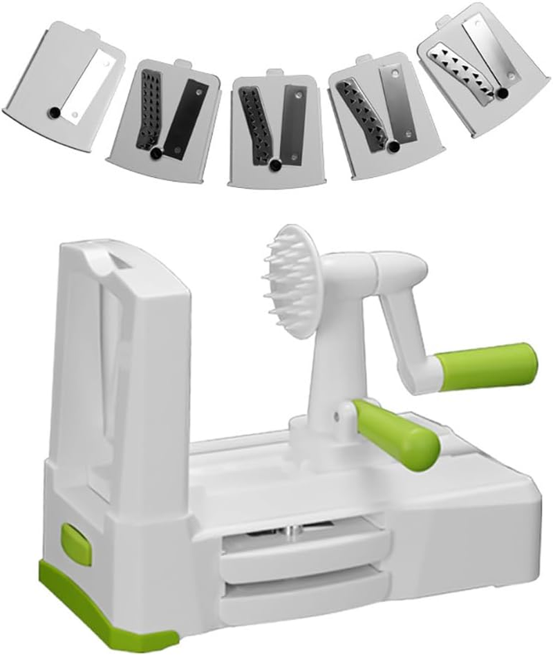Leona Co Manual Spiral Vegetable Slicer with 5 Blades &ndash; Zoodle Maker, Handheld Spiralizer for Zucchini, Carrots, Cucumbers & More image number 4