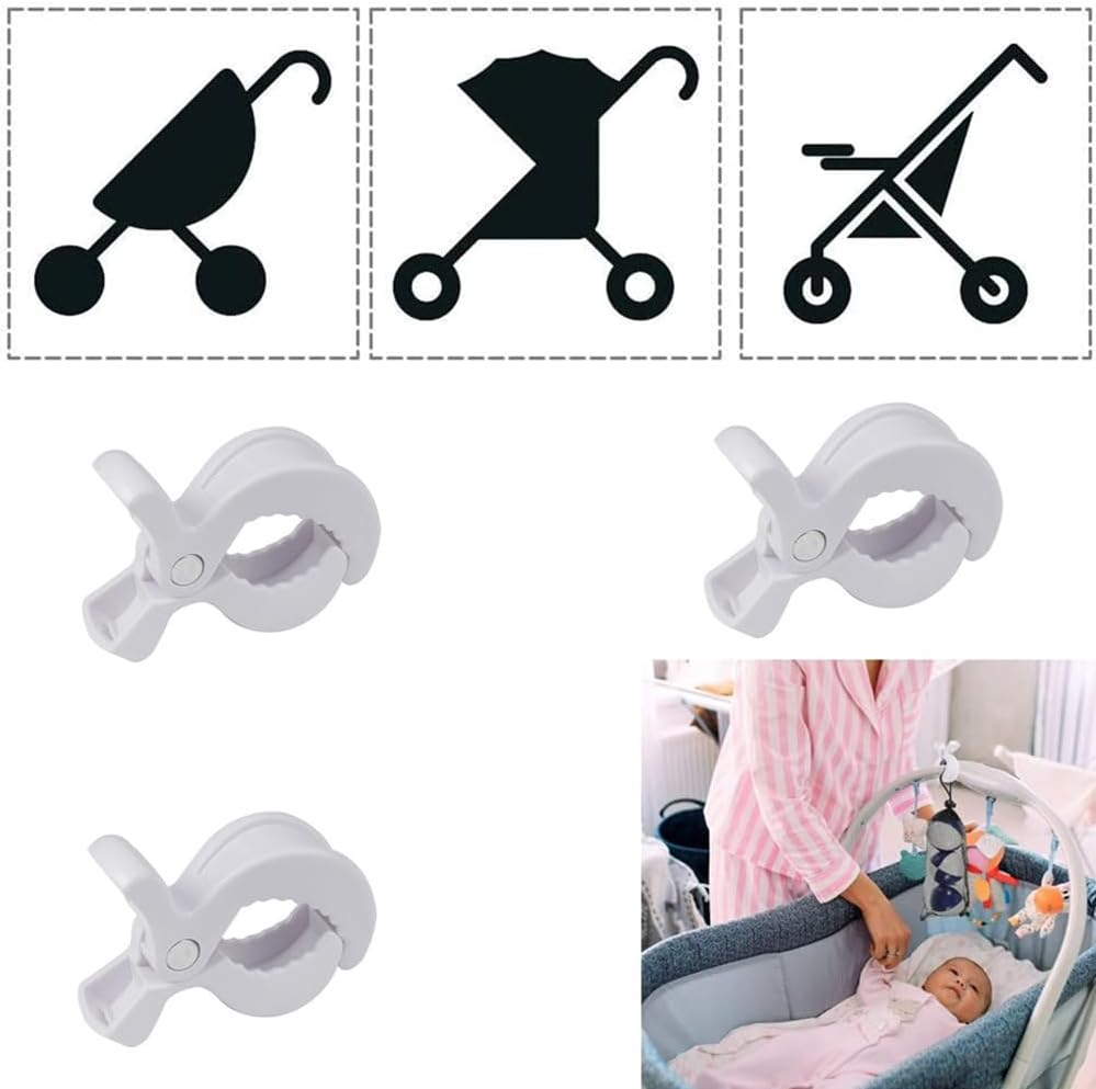 Cuicanfla Mosquito Net Clips, Sun Shade to Canopy, 6 Pcs Stroller Pegs Clips, Universal Buggy Pram Pegs to Hooks Muslin and Toys,Pram Toy Holder, Car Seat Cover Clips,Nursing Cover Clip,Universal Fit - White image number 3