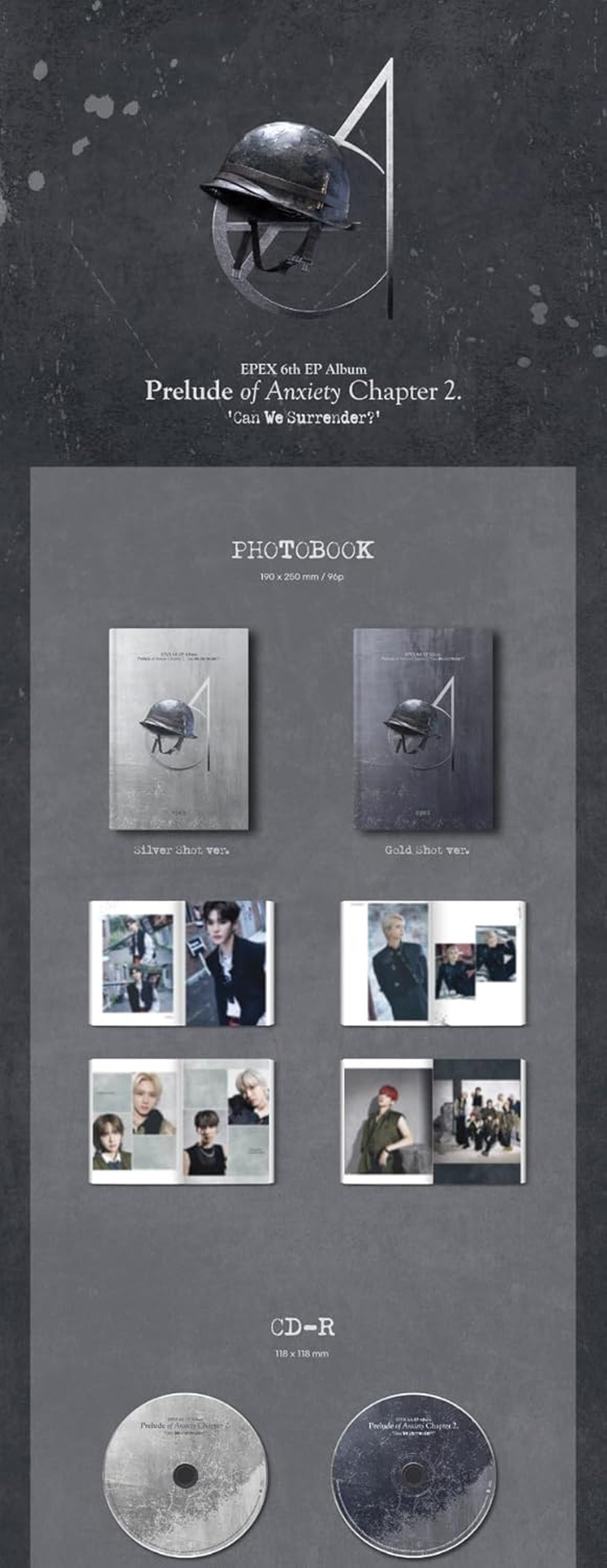 EPEX Prelude of Anxiety Chapater 2. : Can We Surrender? 6Th EP Album Cd+Photobook+Photocard+Picket+Poster on Pack+Slogan+Scratch Card+Tracking Sealed (Random Version) image number 4