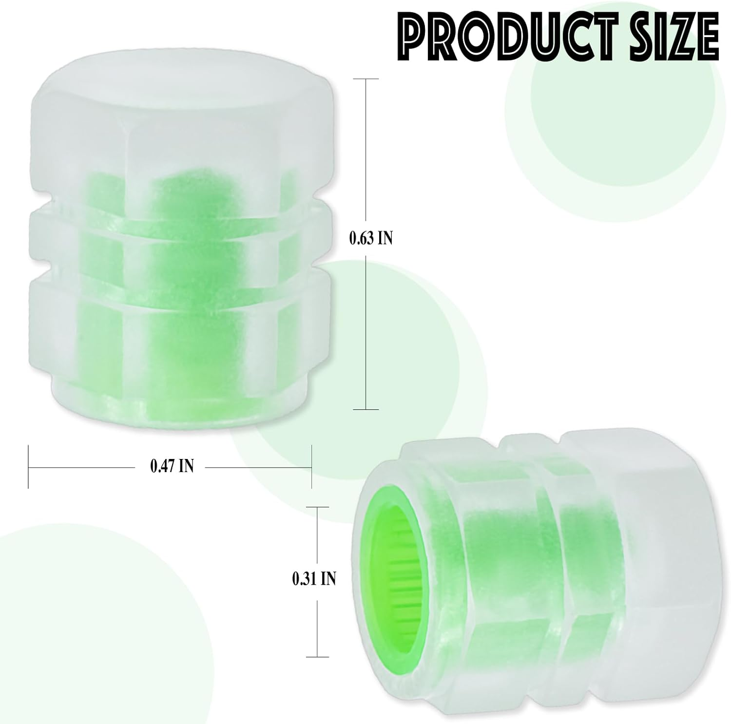8PCS Fluorescent Tire Valve Stem Caps, Luminous Car Tire Air Cap, Corrosion Resistant Leak-Proof Wheel Valve Cover, Universal for Cars, Trucks, Bikes, Motorcycles, Bicycles(Green) image number 6