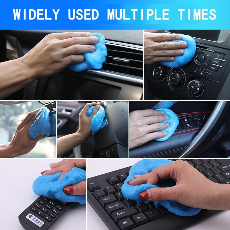 4 Pack 320G Car Cleaning Gel Kit Universal Detailing Automotive Dust Car Crevice Cleaner Slime Auto Air Vent Interior Detail Removal for Car Putty Cleaning Keyboard Cleaner Car Accessories Blue