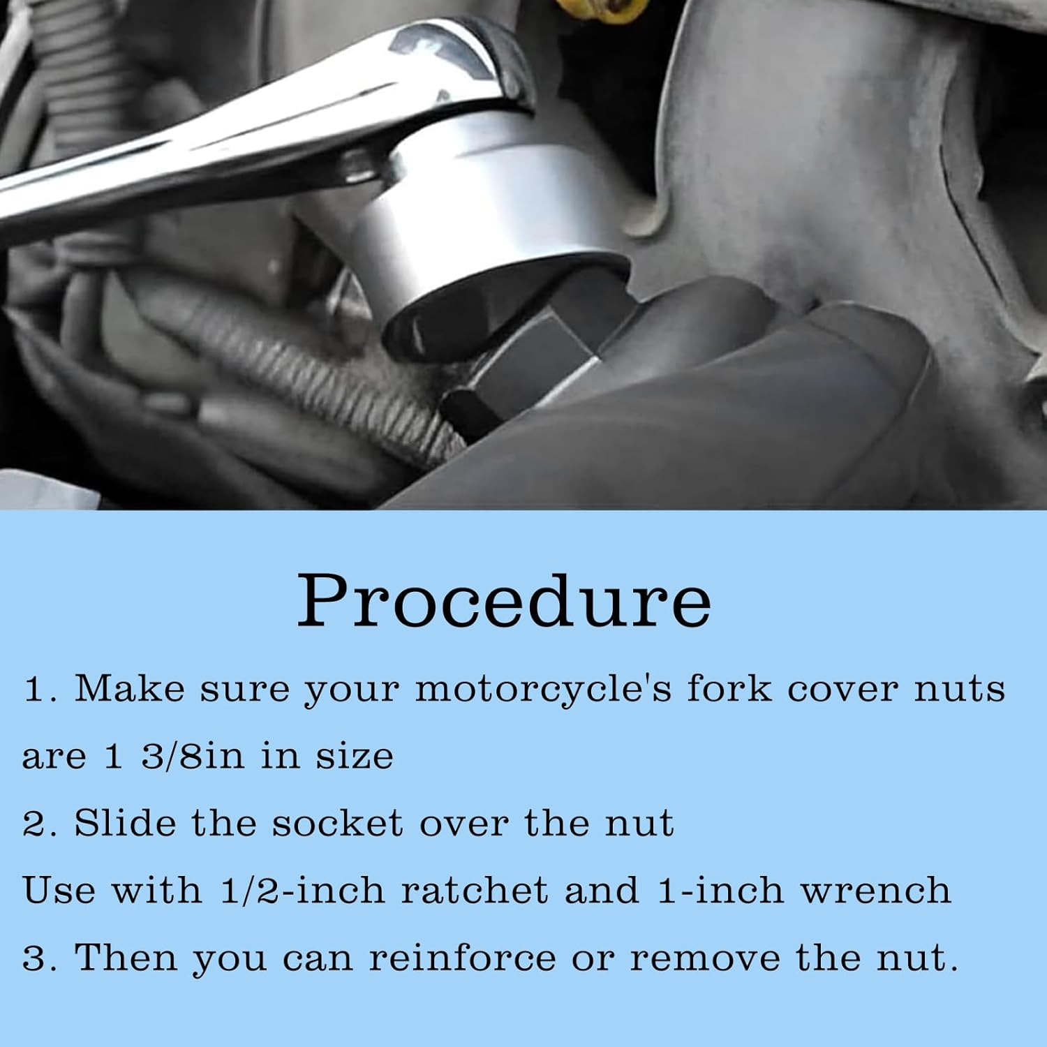 Fork Cap Nut Socket for Harley Big Twin and Sportster Models, Fits 1-3/8 Inch (35Mm) Hex Fork Cap Nuts, Motorcycle Maintenance Tools image number 2