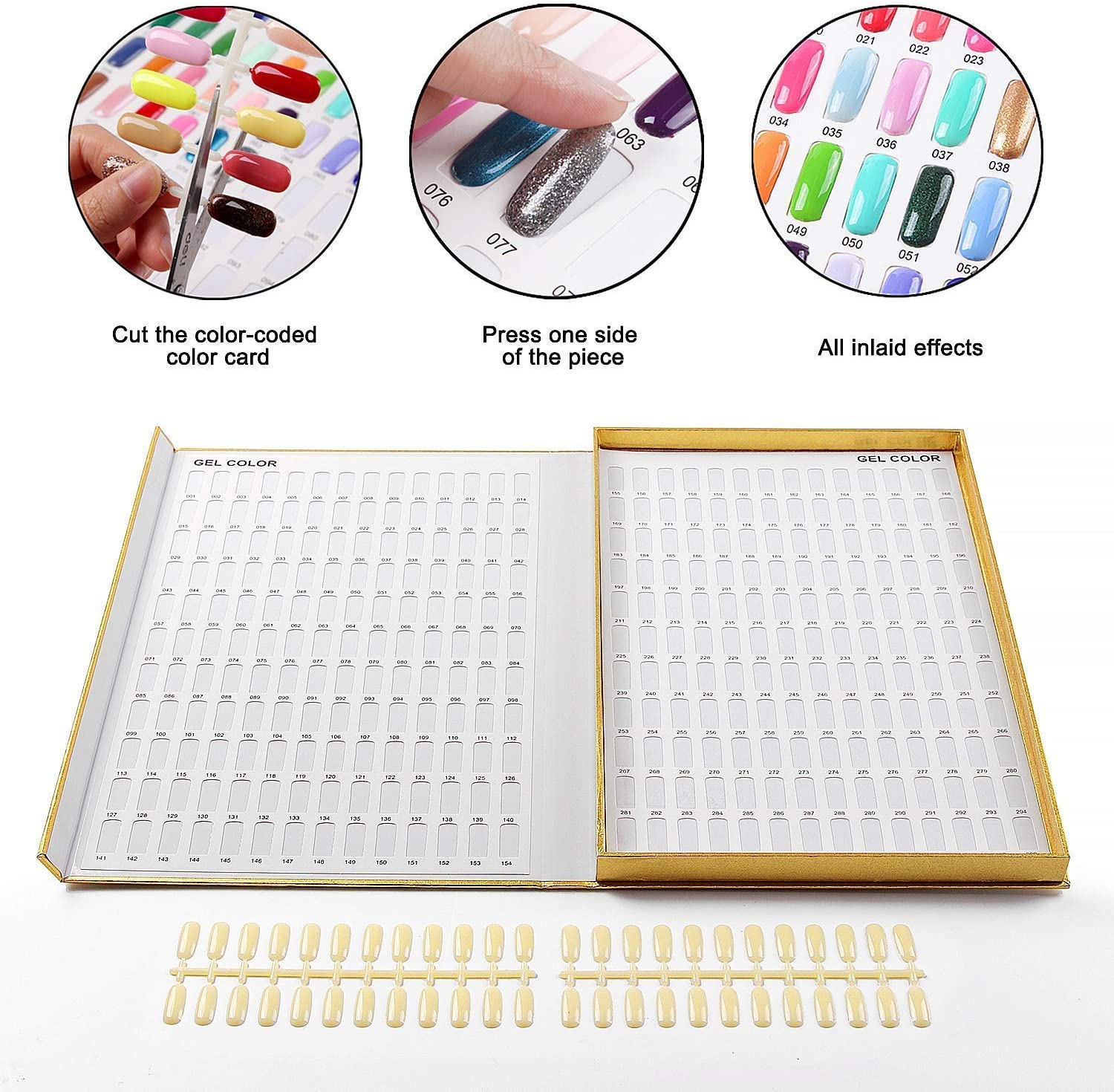 Makartt 308 Poly Nail Gel Color Chart Display Book Golden Nail Polish Gel Color Display Nail Salon Tools, A-13 image number 2