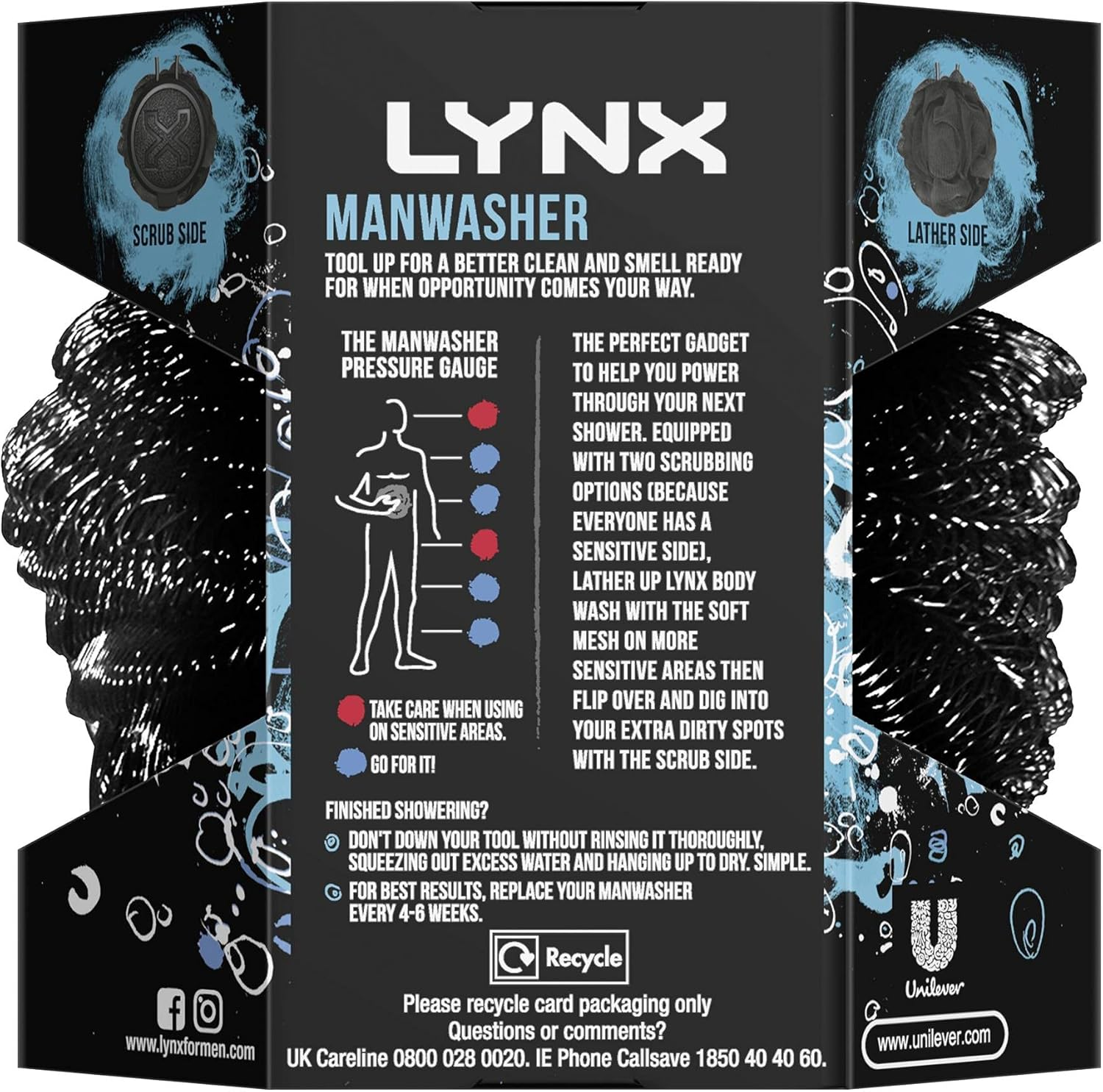 Lynx Manwasher, Shower Sponge, Loofah, 2 Pack image number 4