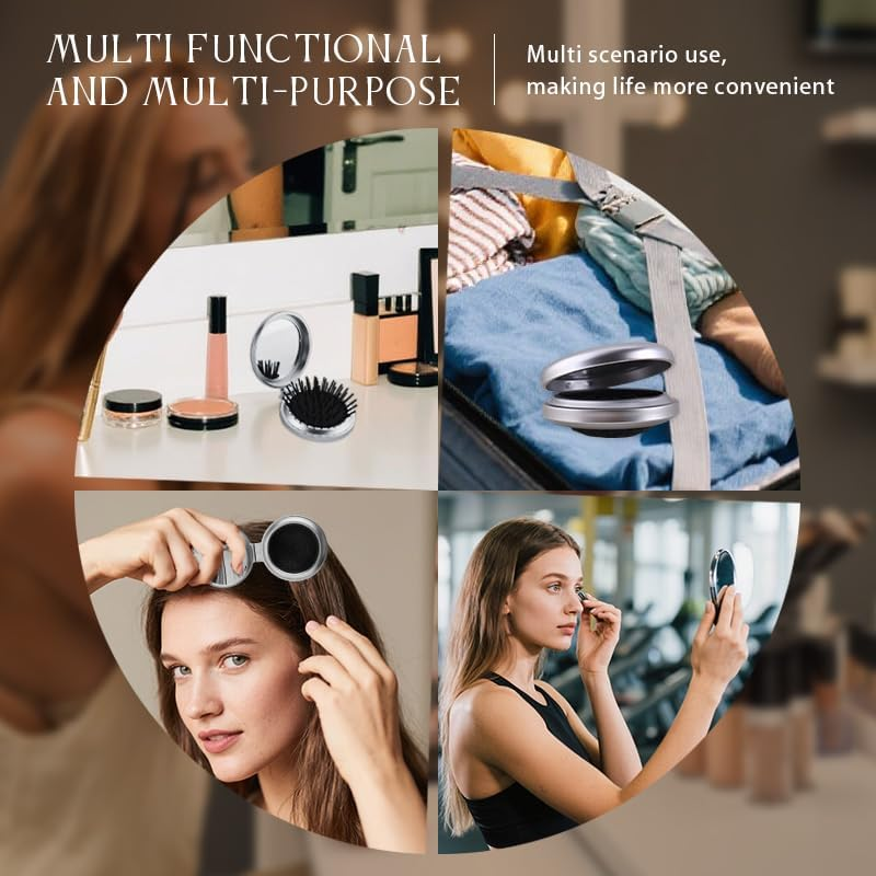 Inspirational Gifts for Best Friends Sister Coworker Foldable Compact Hair Brush round Mirror with Quotes Sometimes You Forget You Are Gorgeous Encouragement Motivational Gifts for Women Girls image number 2