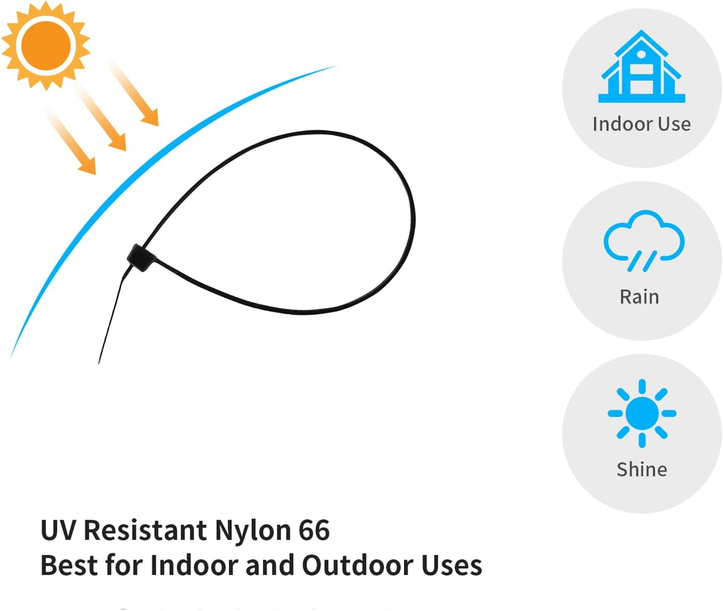 Pack of 100 200 Mm X 4.8 Mm Nylon Cable Ties, Self-Locking Plastic Cable Ties, UV Resistant with 50 Lbs Tensile Strength for Indoor and Outdoor Use (Green) - Green image number 5